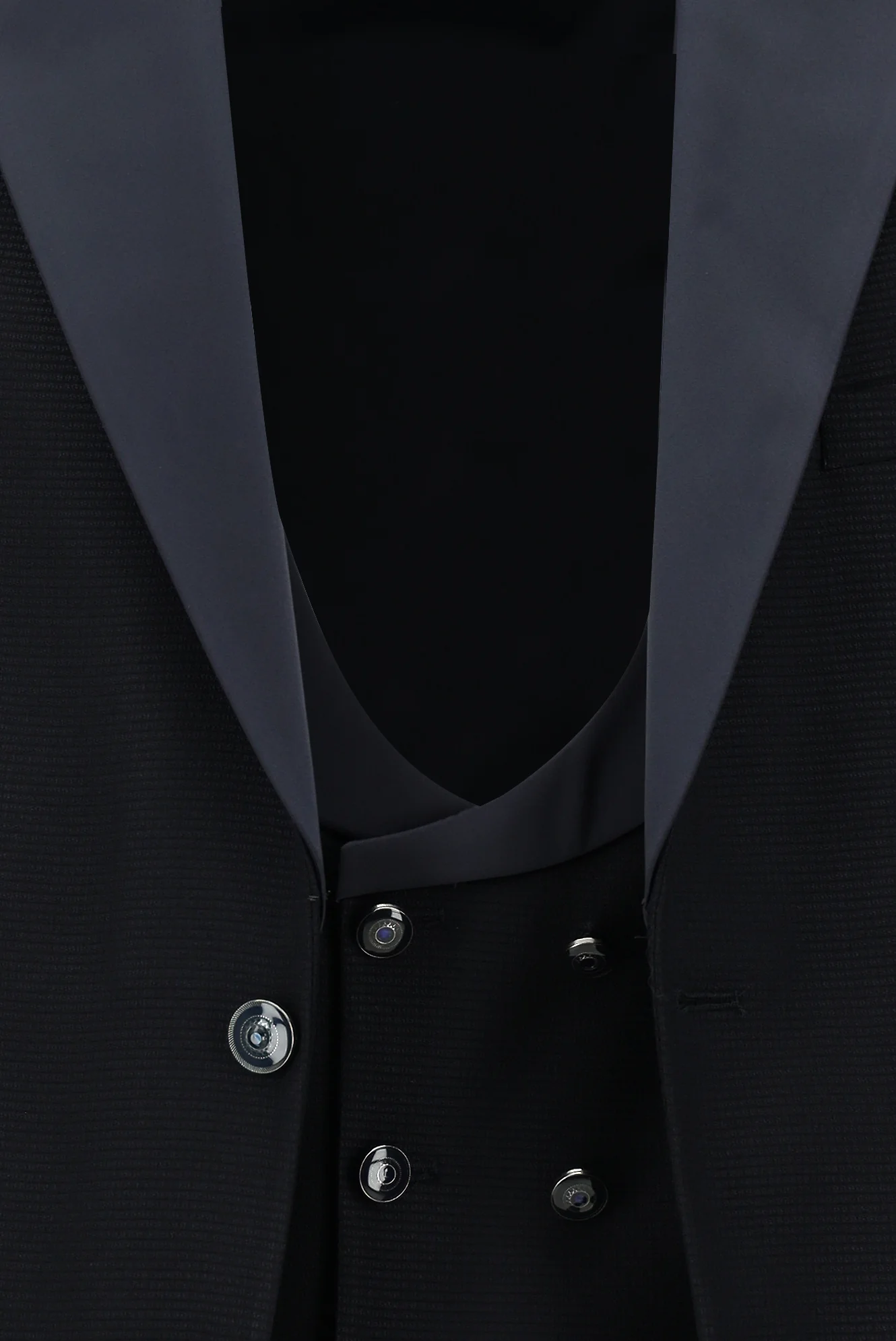 Koyu Lacivert 7 Drop Slim Fit Dar Kesim Şal Yaka Yelekli Smokin & Damatlık - Image 6