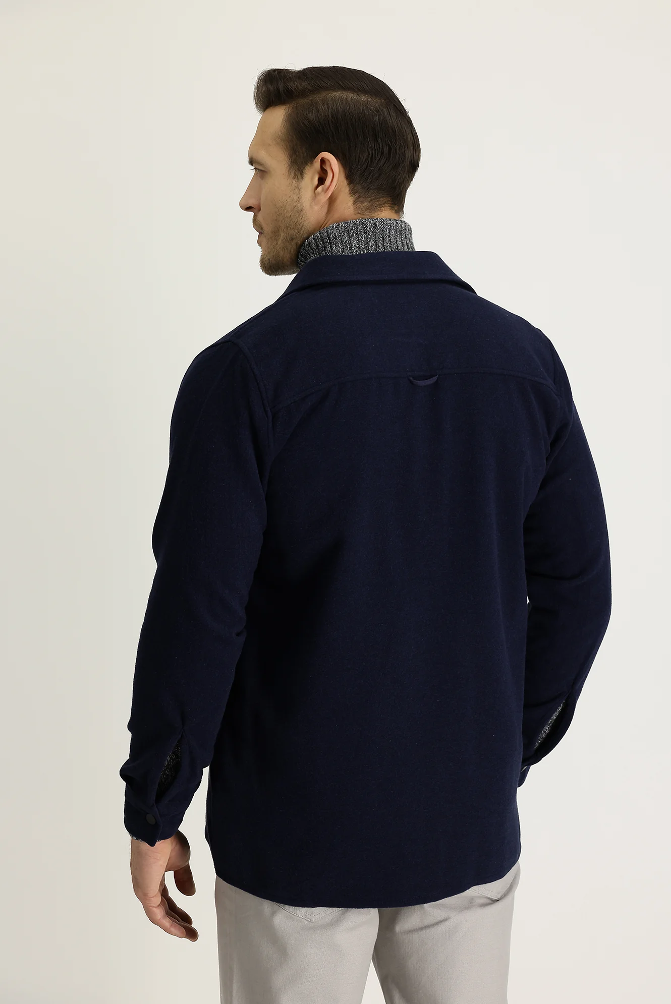 Koyu Lacivert Slim Fit Dar Kesim Shacket Gömlek / Mont - Image 3