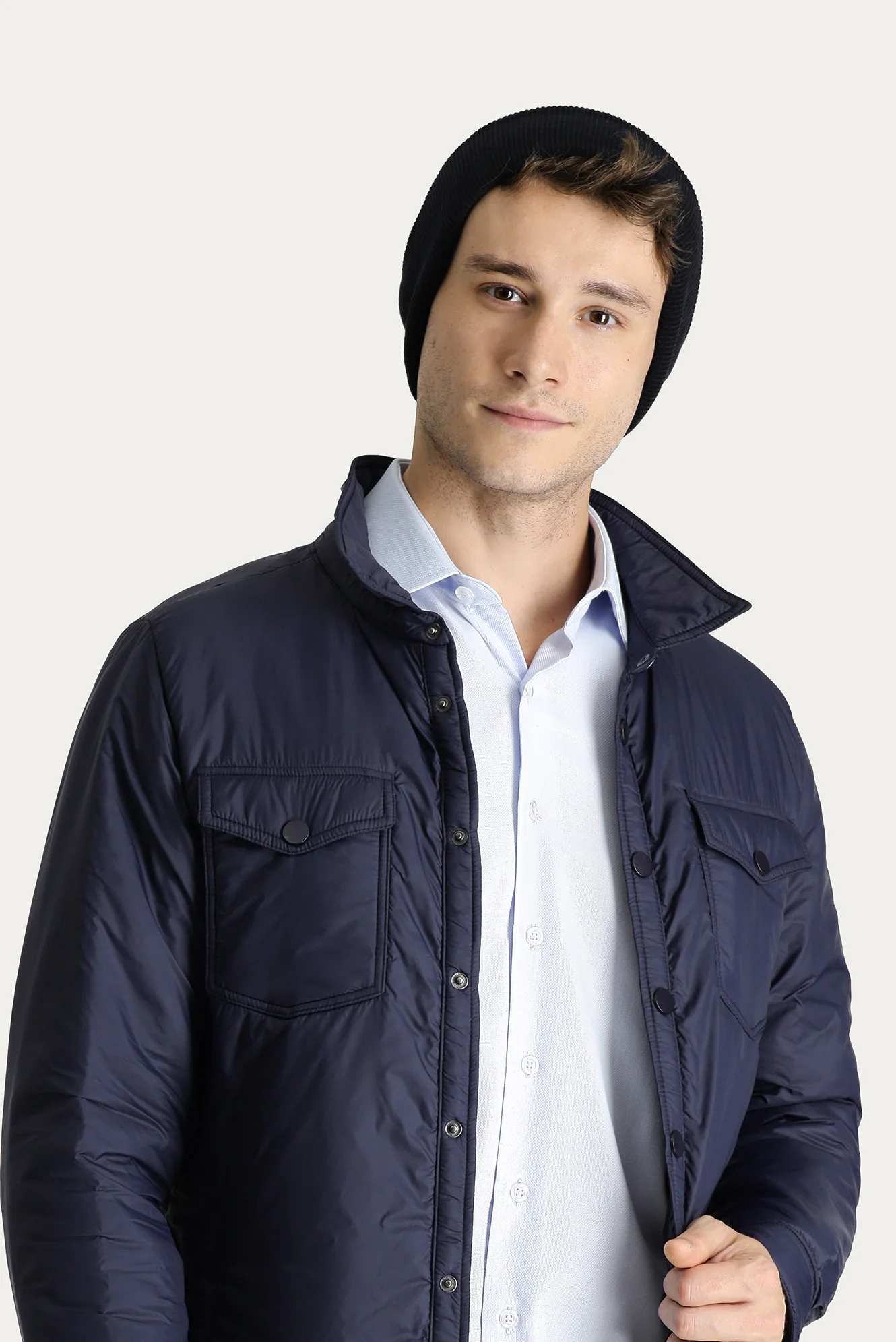 Koyu Lacivert Slim Fit Dar Kesim Şişme Mont - Image 2