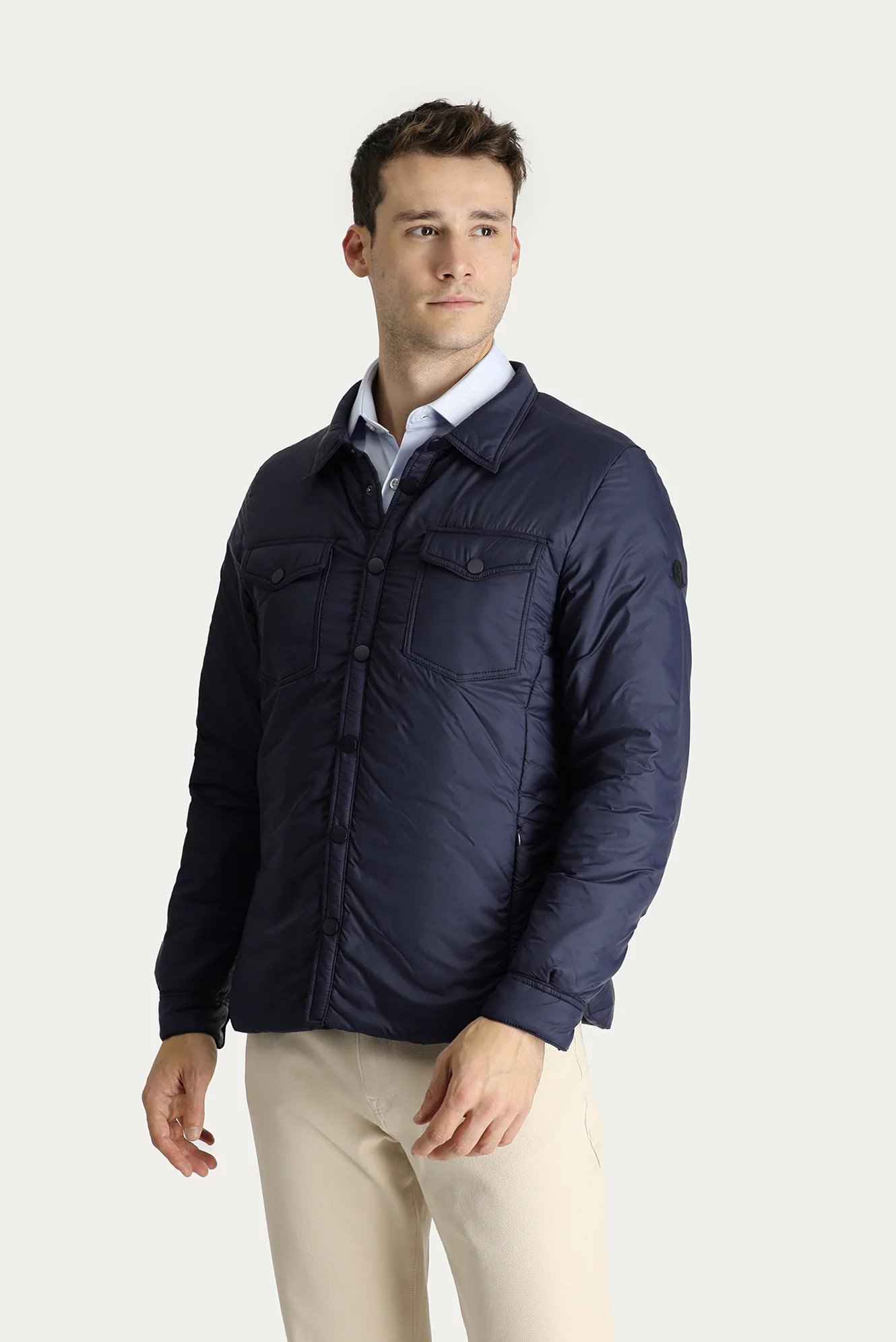 Koyu Lacivert Slim Fit Dar Kesim Şişme Mont - Image 3