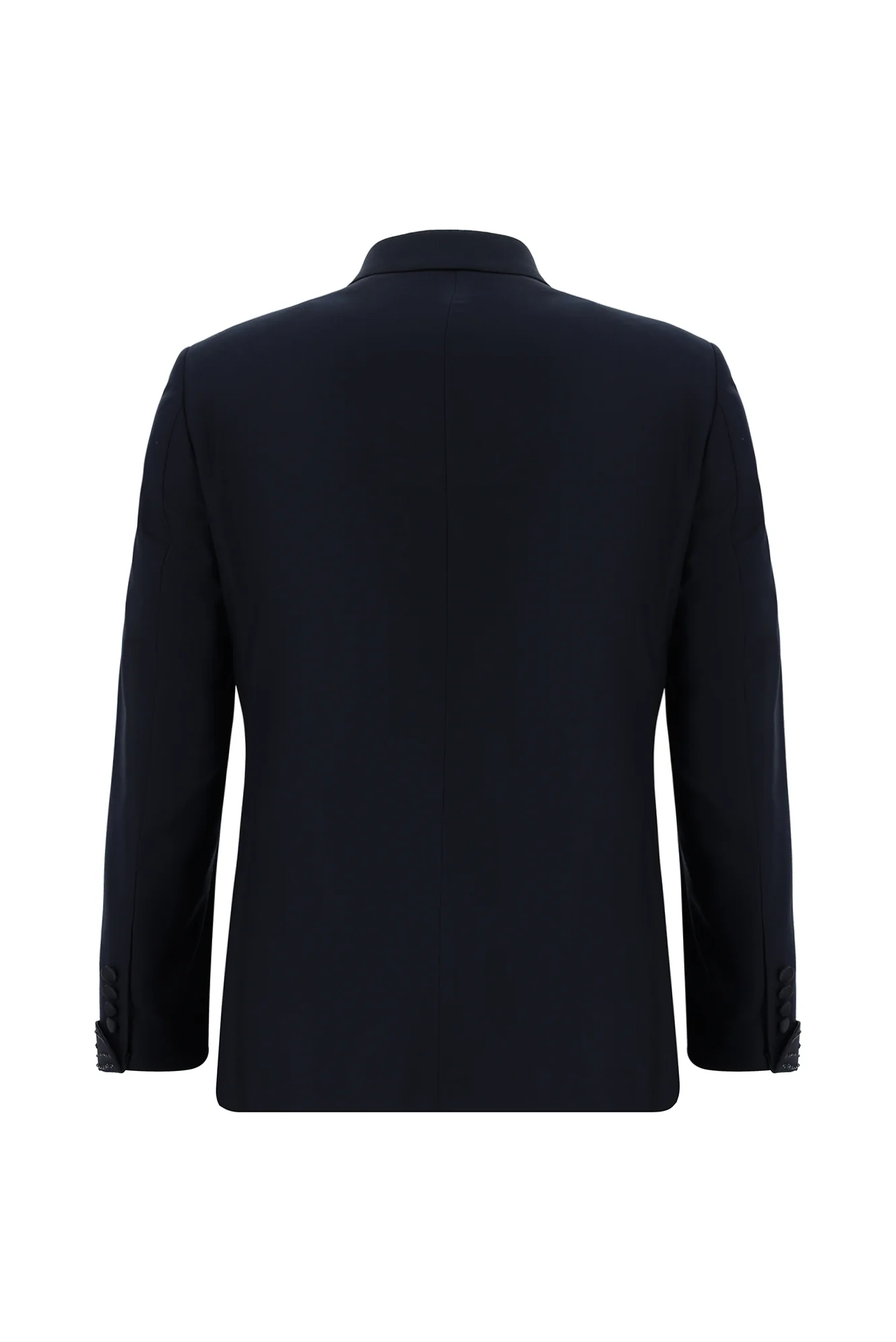 Koyu Lacivert 7 Drop Slim Fit Dar Kesim Sivri Yaka Yelekli Smokin & Damatlık - Image 3