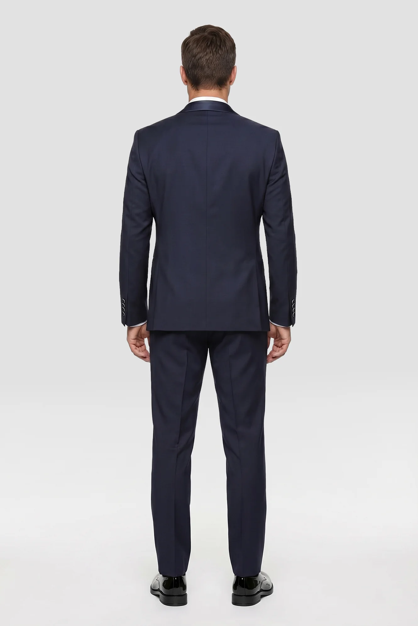 Koyu Lacivert 7 Drop Slim Fit Dar Kesim Sivri Yaka Yelekli Smokin & Damatlık - Image 3