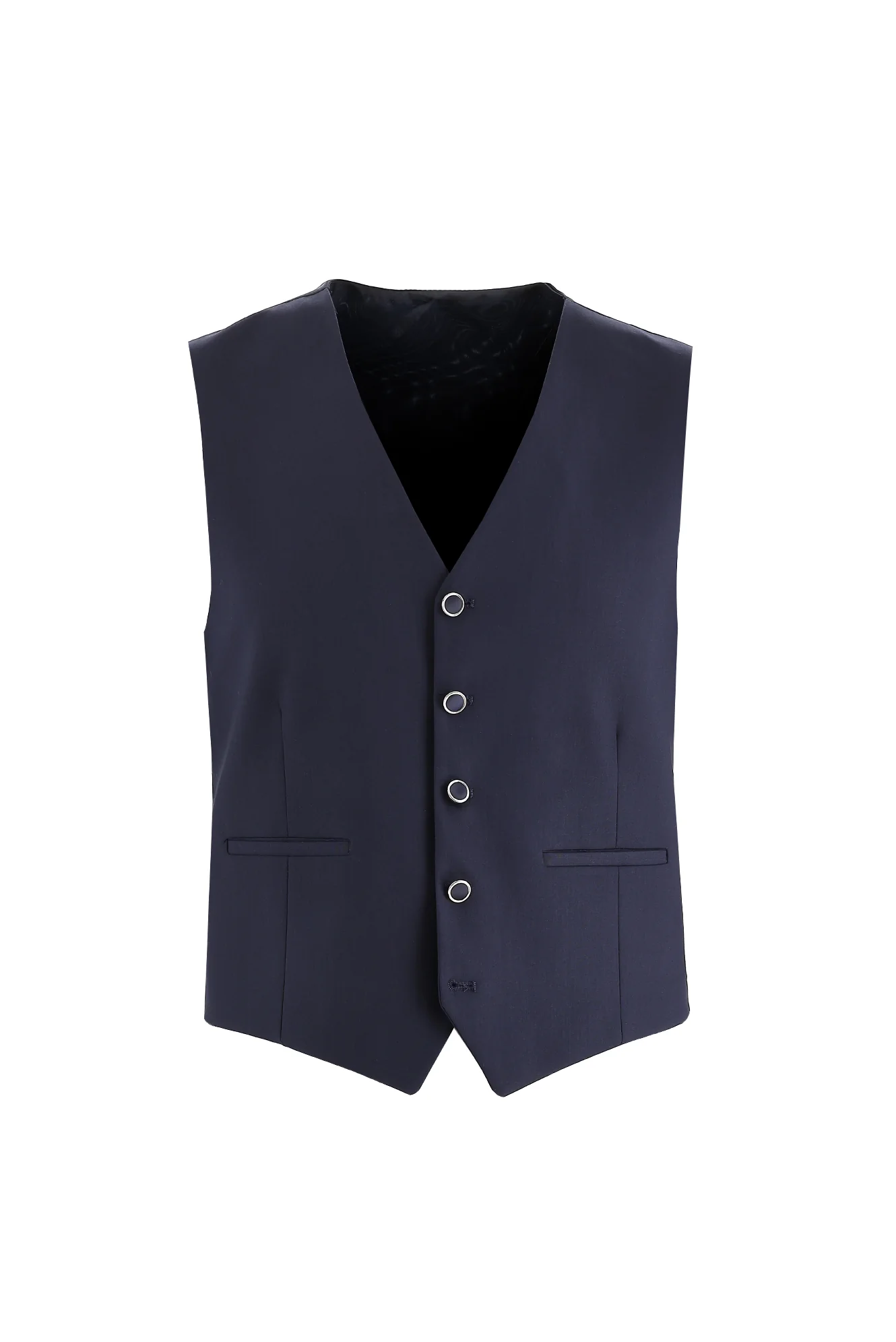 Koyu Lacivert 7 Drop Slim Fit Dar Kesim Sivri Yaka Yelekli Smokin & Damatlık - Image 5