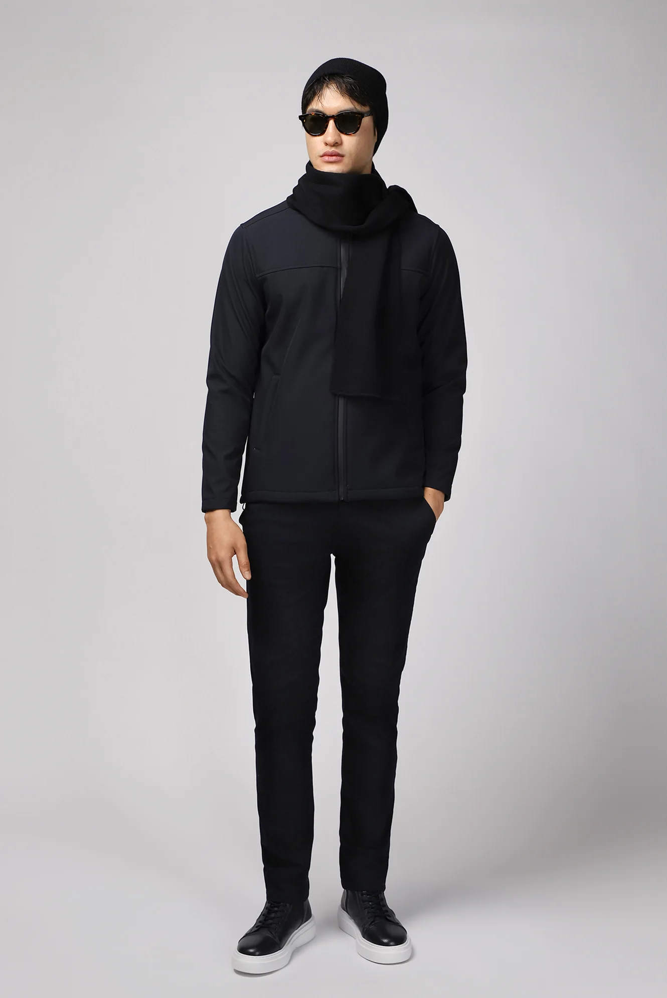 Koyu Lacivert Slim Fit Dar Kesim Softshell Spor Mont - Image 2