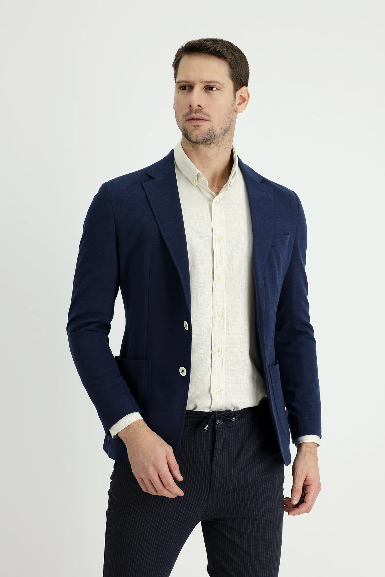 Koyu Lacivert 7 Drop Slim Fit Dar Kesim Ceket