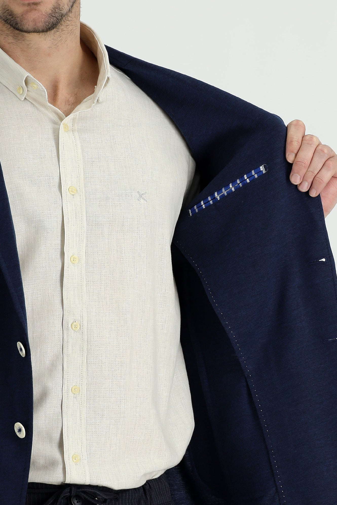 Koyu Lacivert 7 Drop Slim Fit Dar Kesim Ceket - Image 4