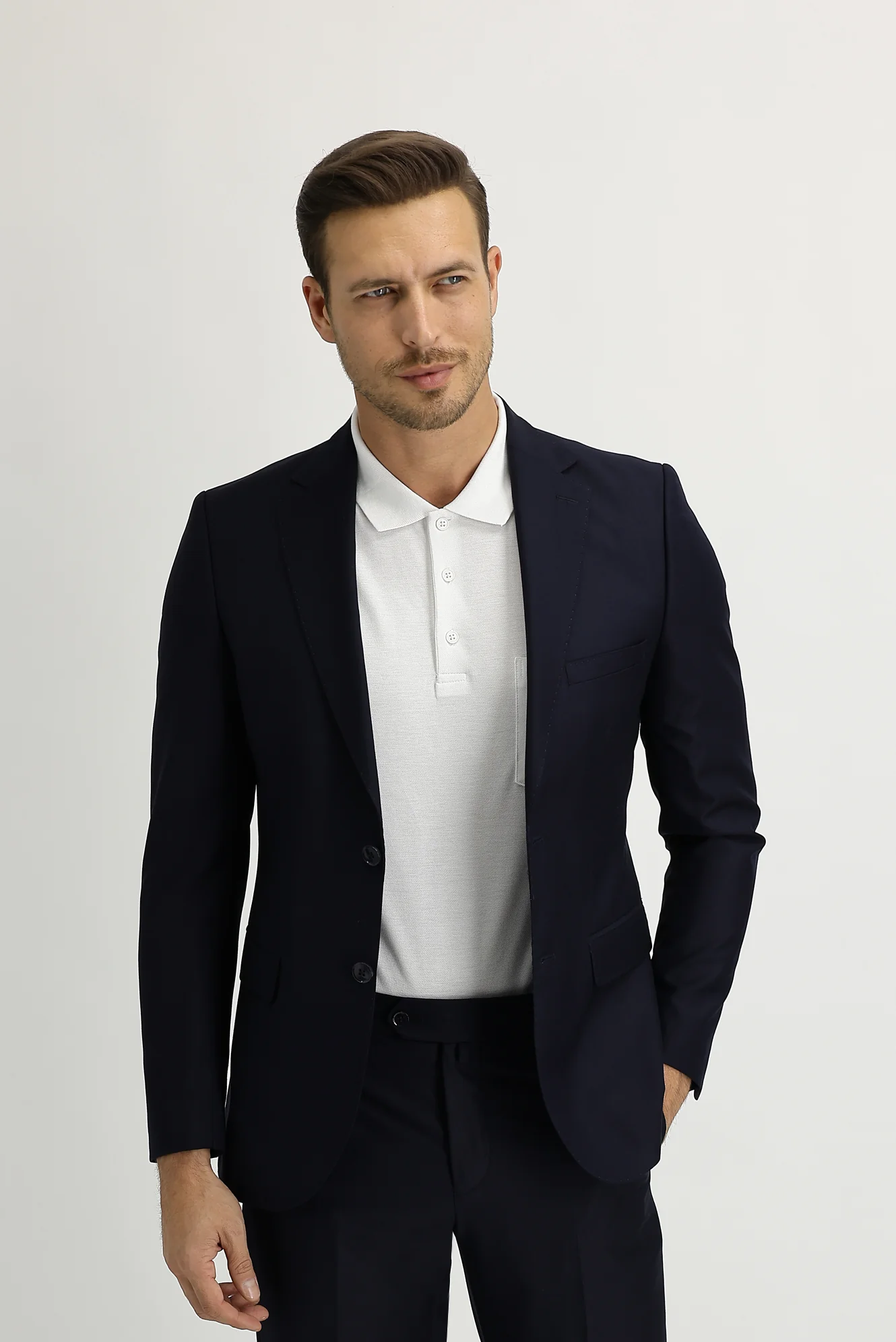 Koyu Lacivert 7 Drop Slim Fit Dar Kesim Takım Elbise - Image 3