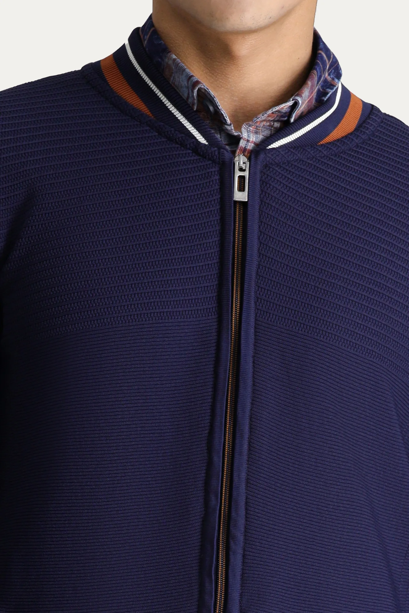 Koyu Lacivert Slim Fit Dar Kesim Triko Hırka - Image 5