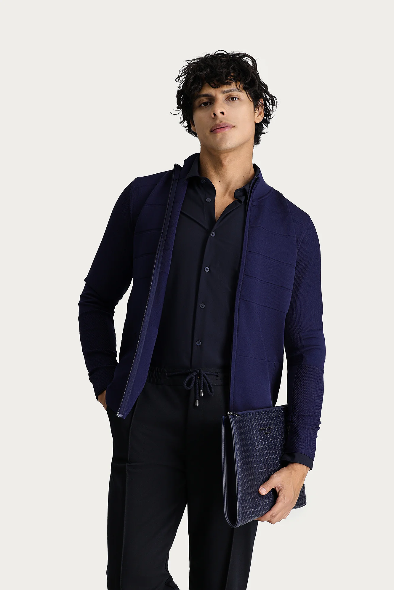 Koyu Lacivert Slim Fit Dar Kesim Triko Hırka