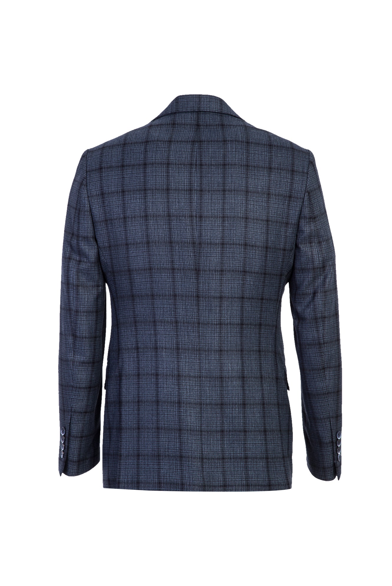 Koyu Lacivert 7 Drop Slim Fit Dar Kesim Yelekli Desenli Kombinli Takım Elbise - Image 3