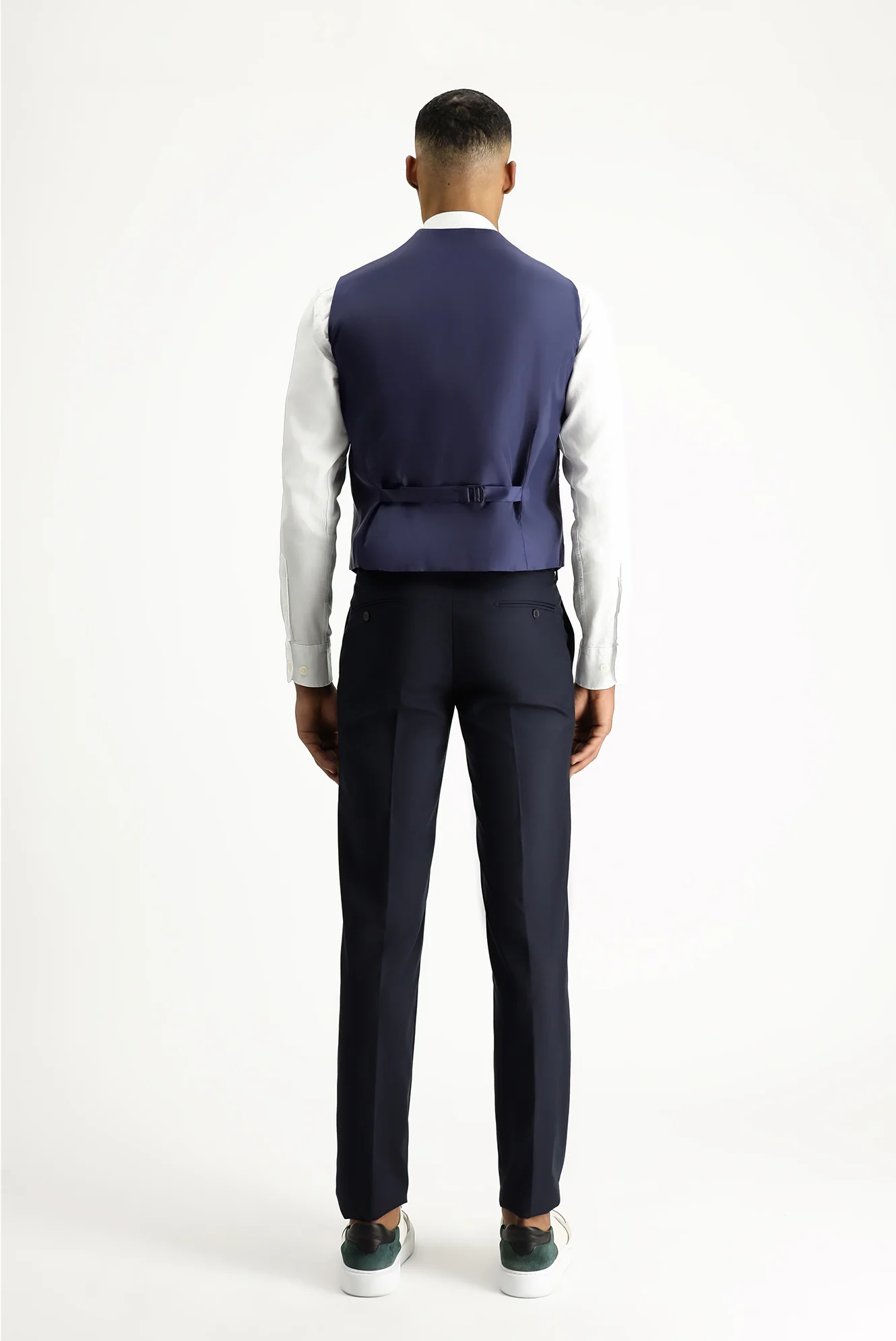 Koyu Lacivert 7 Drop Slim Fit Dar Kesim Yelekli Takım Elbise - Image 5