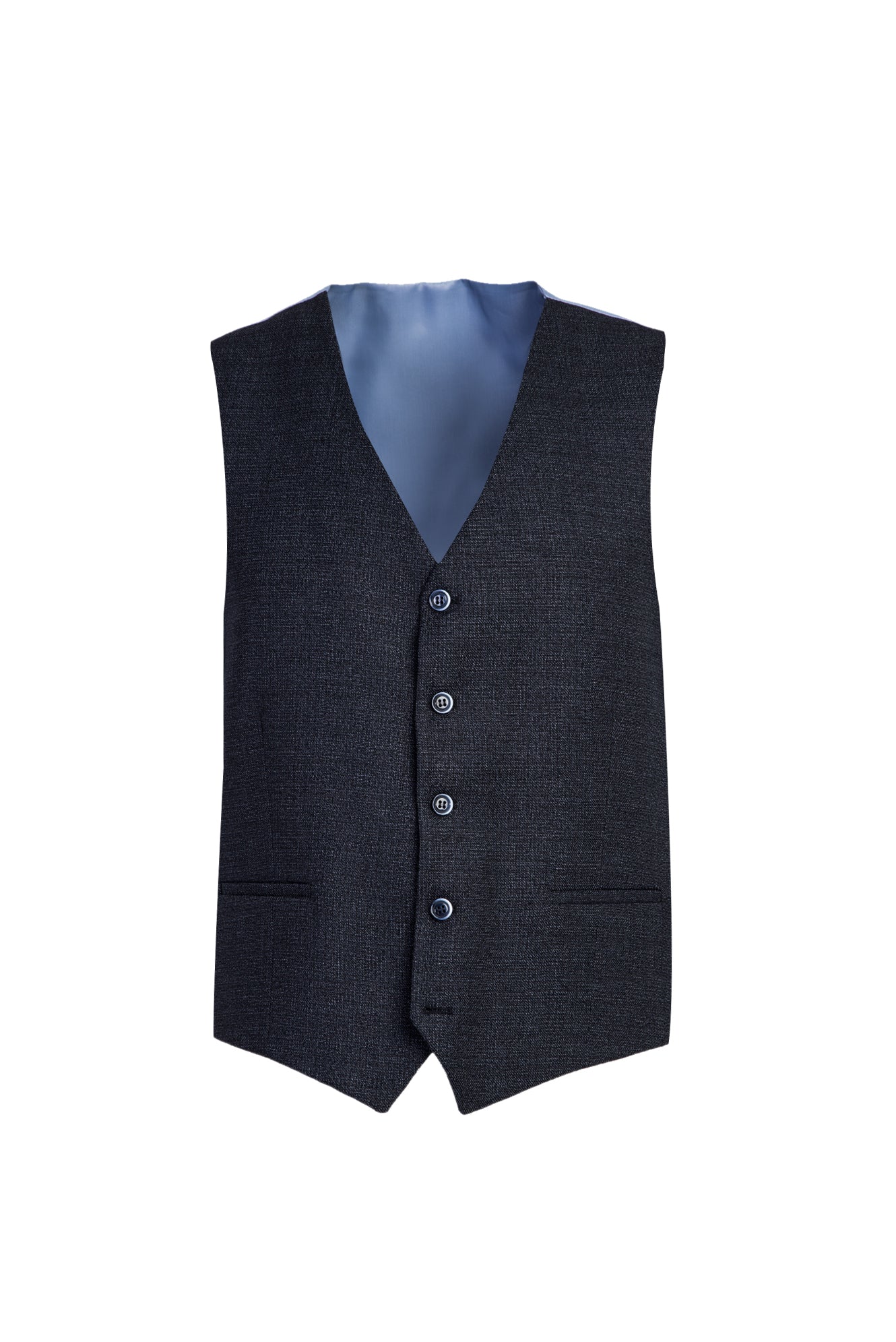 Koyu Lacivert 7 Drop Slim Fit Dar Kesim Yelekli Kombinli Keten Takım Elbise - Image 4