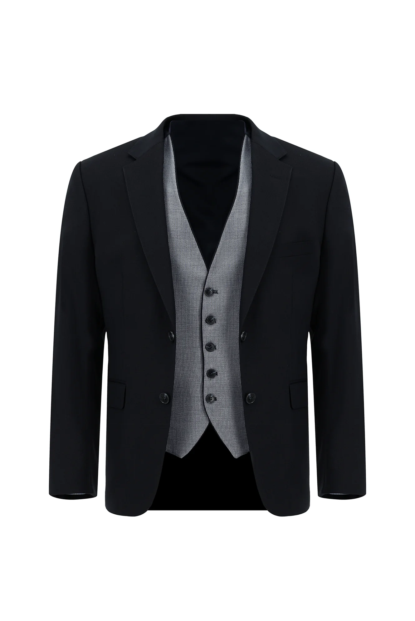 Koyu Lacivert 7 Drop Slim Fit Dar Kesim Yelekli Takım Elbise - Image 2