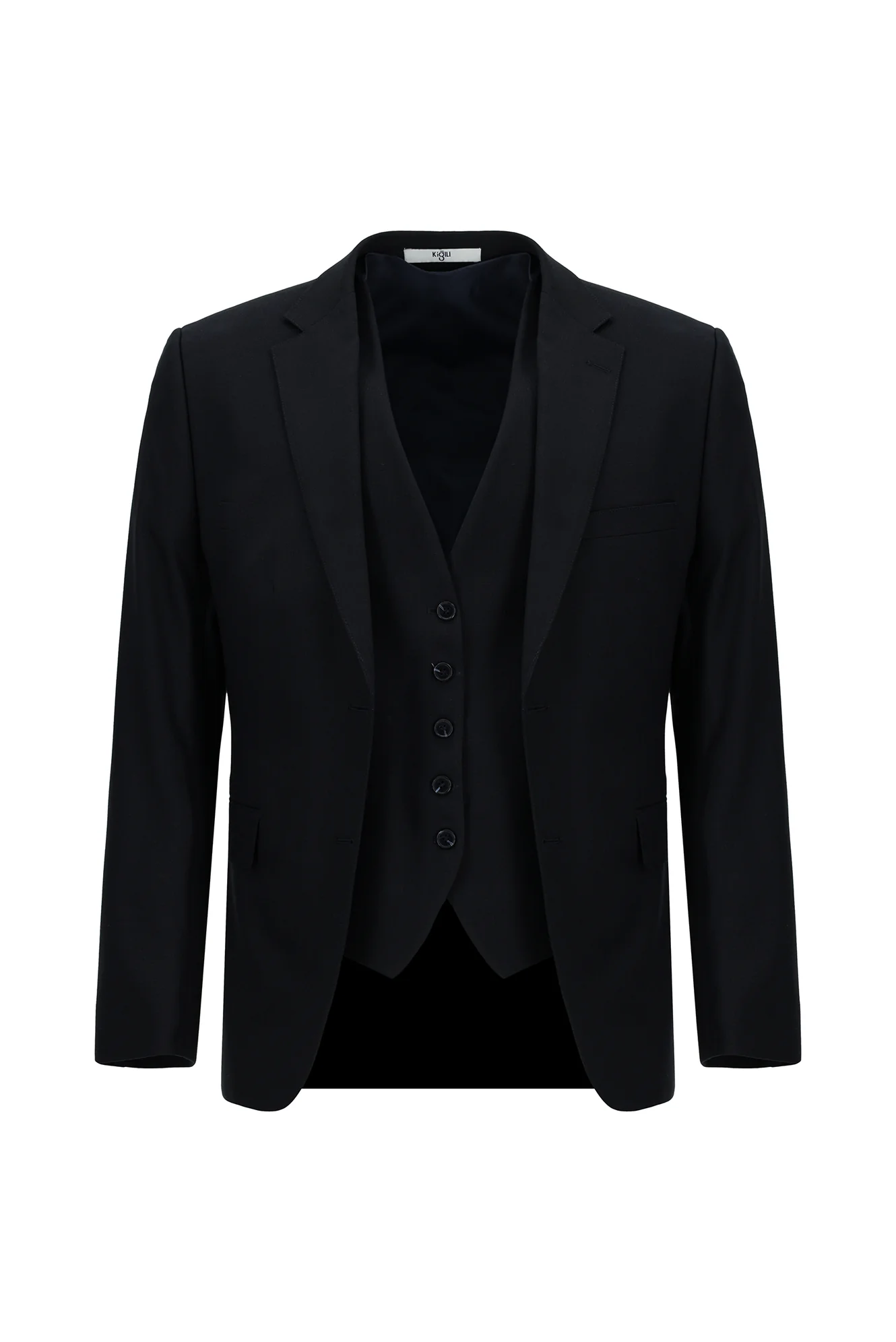 Koyu Lacivert 7 Drop Slim Fit Dar Kesim Yelekli Takım Elbise - Image 6