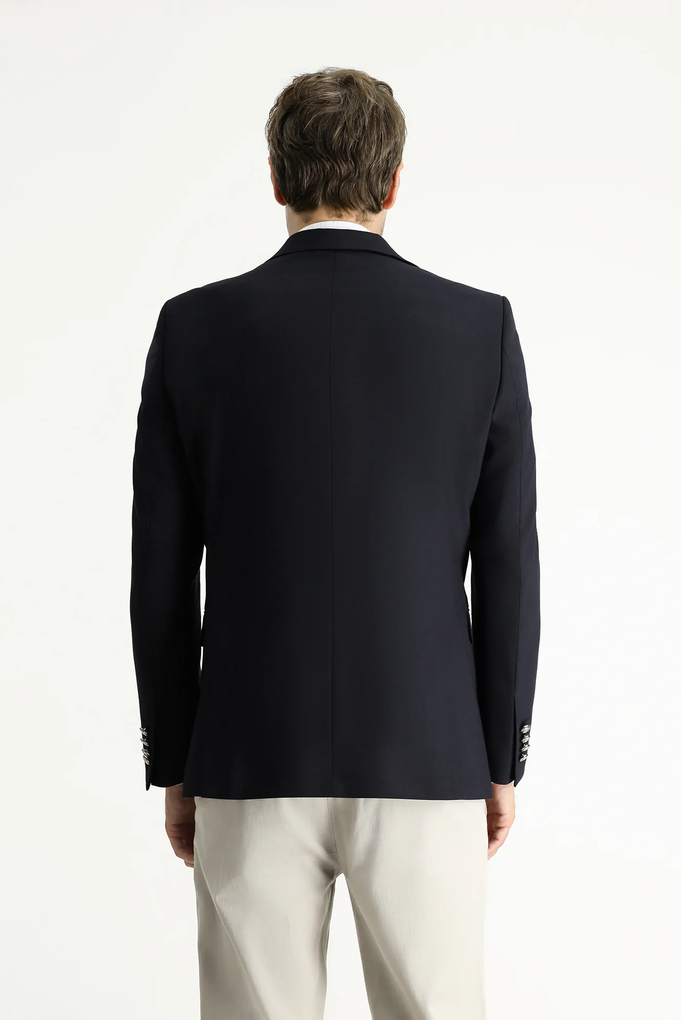 Koyu Lacivert 7 Drop Slim Fit Dar Kesim Yünlü Blazer Ceket - Image 4