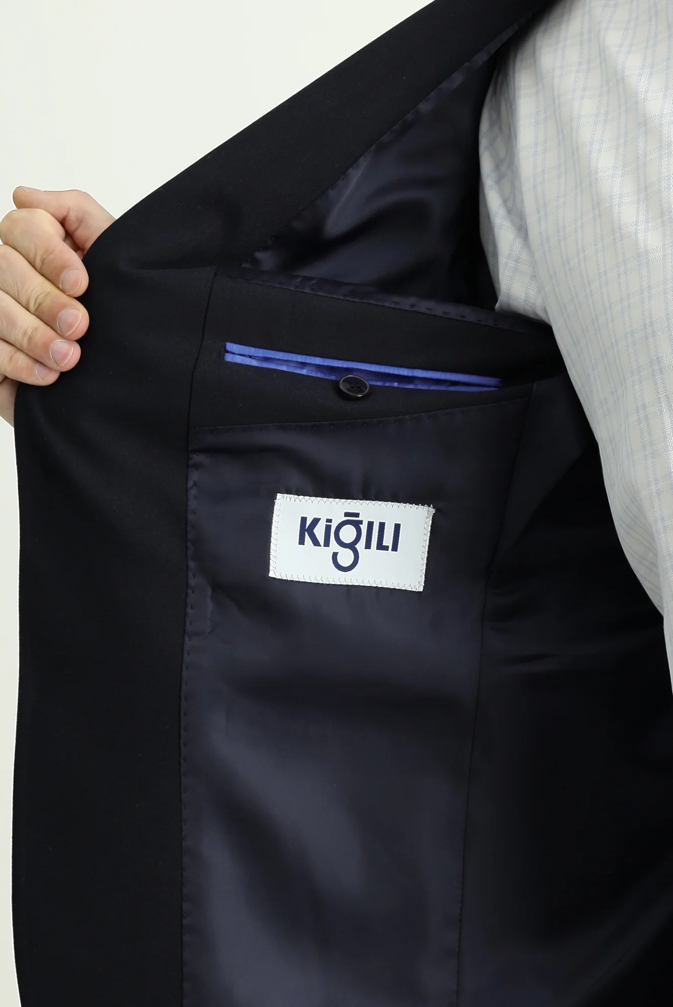 Koyu Lacivert 7 Drop Slim Fit Dar Kesim Yünlü Blazer Ceket - Image 5