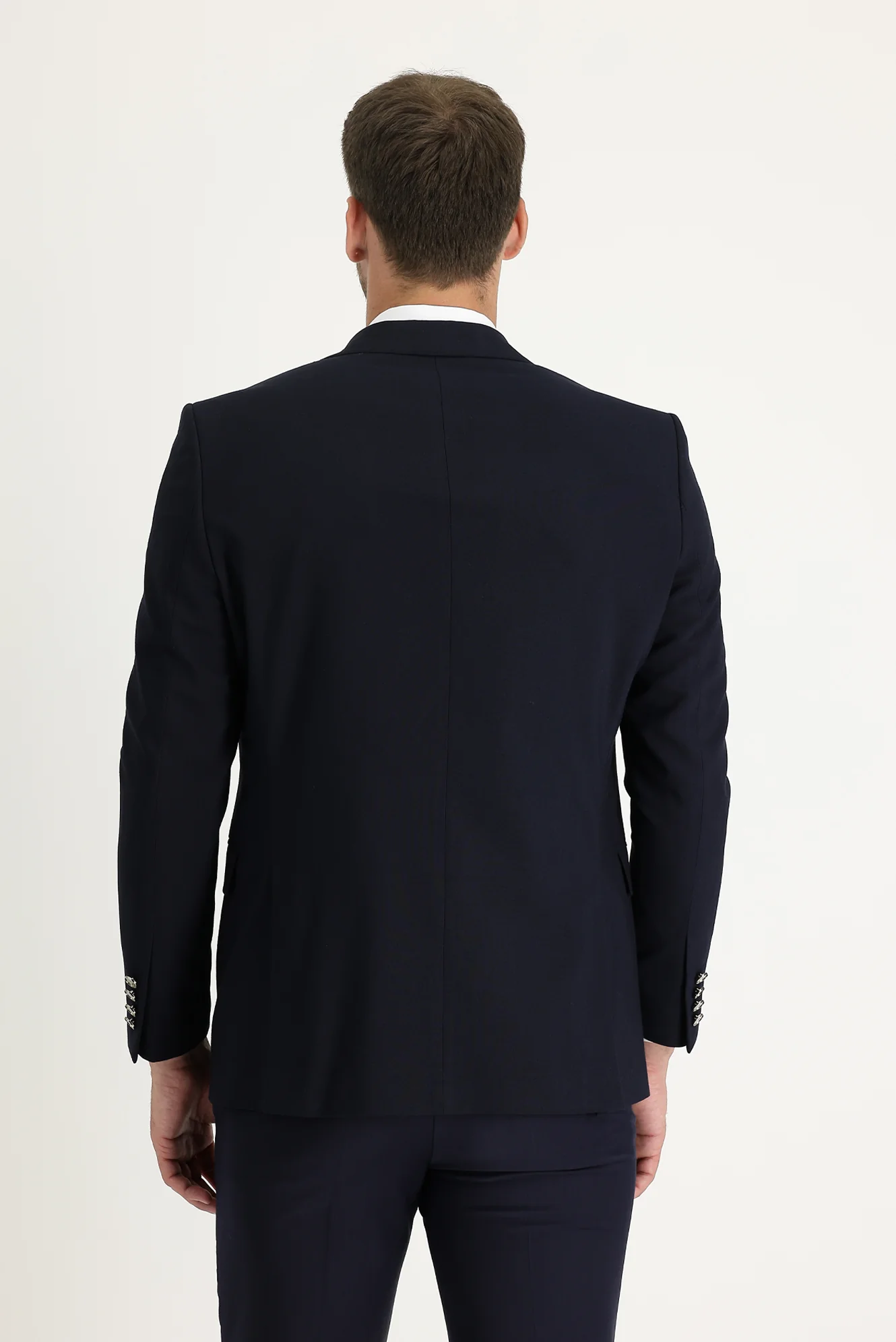 Koyu Lacivert 7 Drop Slim Fit Dar Kesim Yünlü Likralı Esnek Blazer Ceket - Image 5