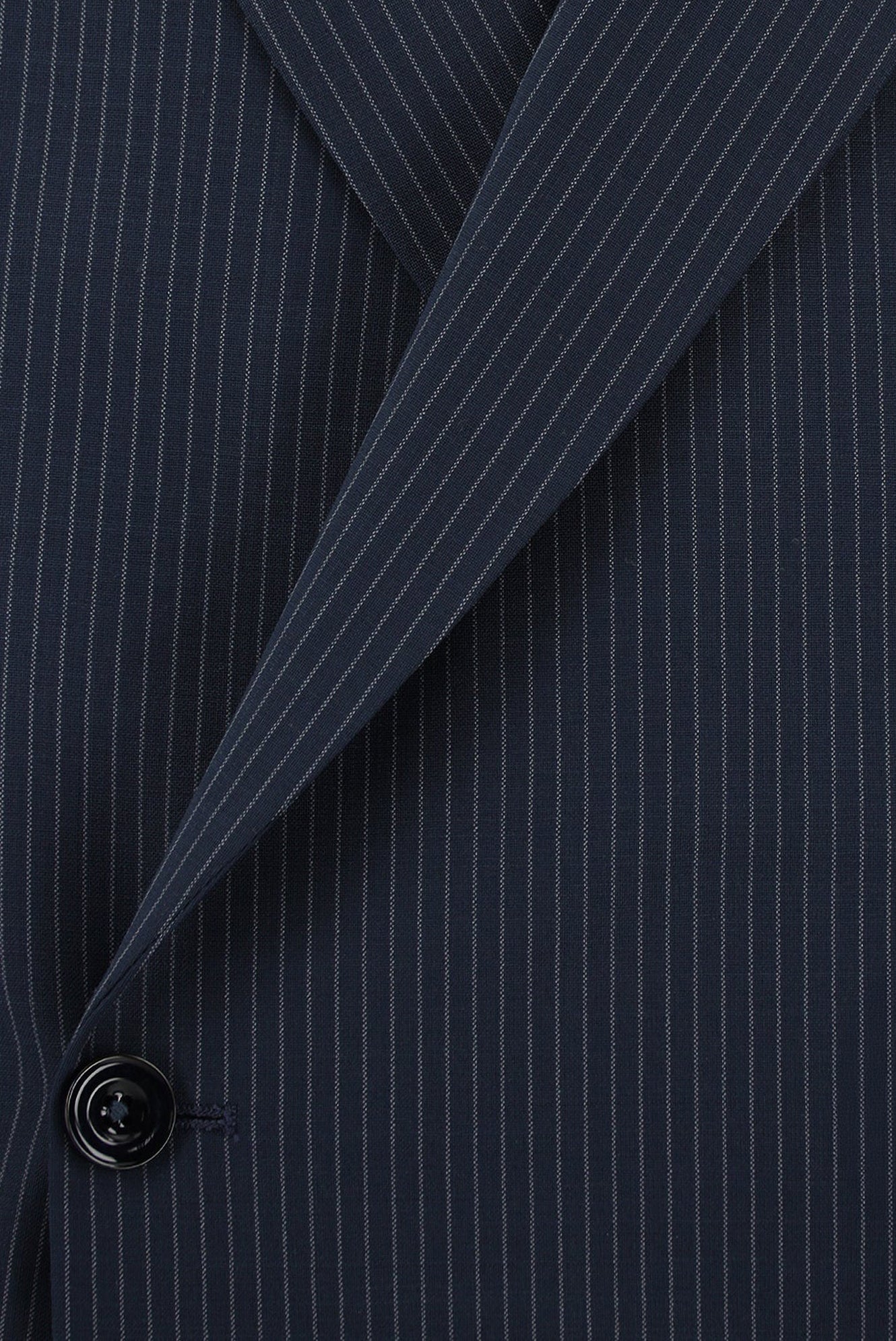 Koyu Lacivert 7 Drop Slim Fit Dar Kesim Yünlü Çizgili Beli Lastikli İpli Kruvaze Takım Elbise - Image 4