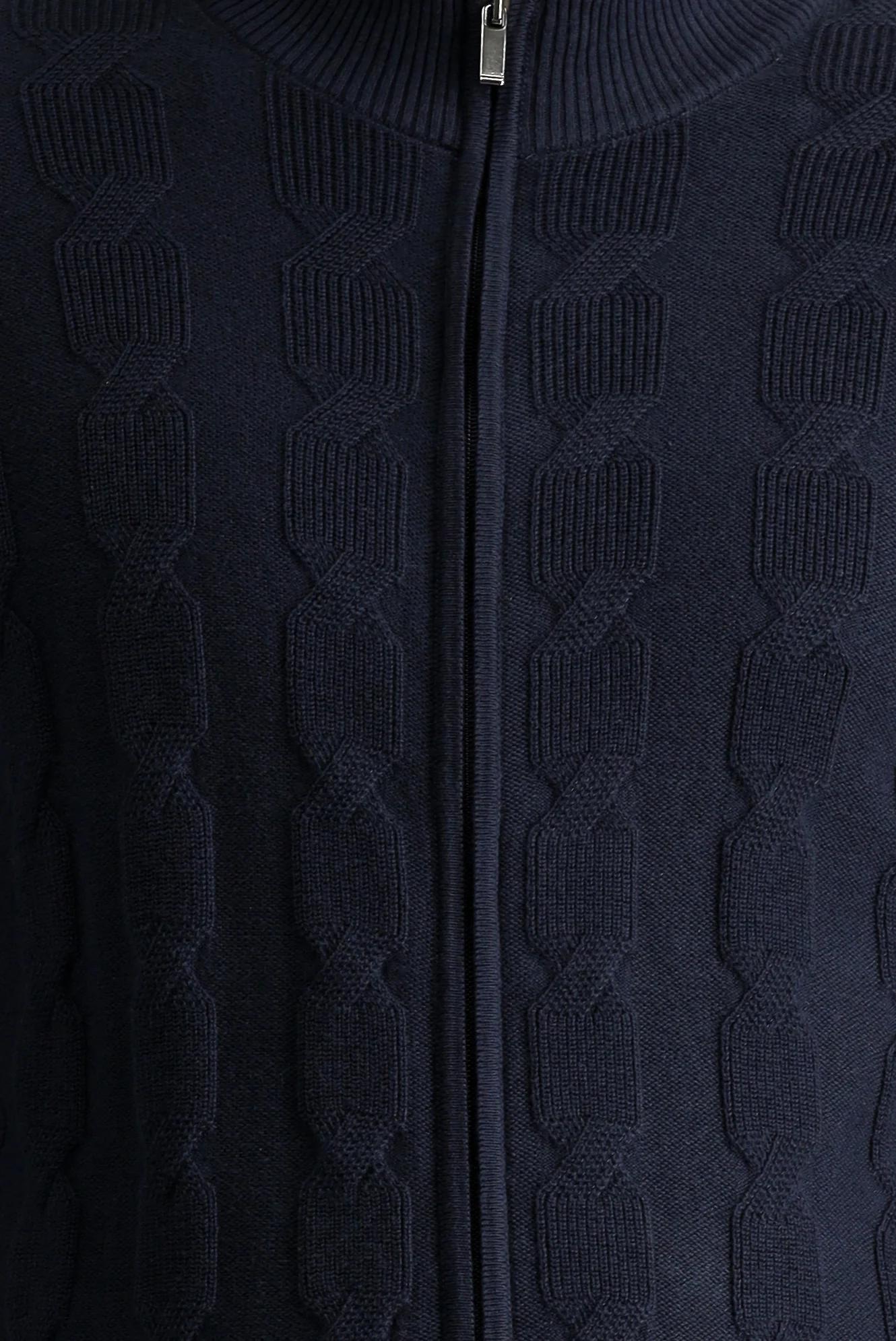 Koyu Lacivert Slim Fit Dar Kesim Yünlü Desenli Pamuklu Triko Hırka - Image 6
