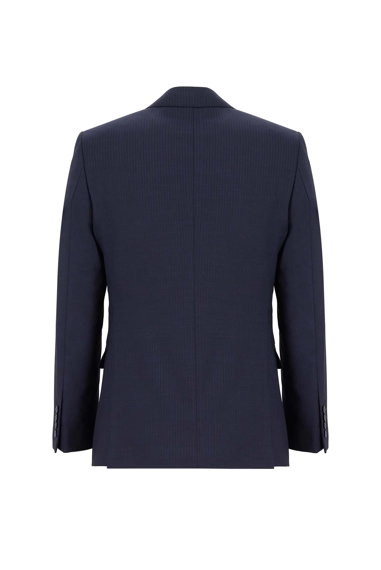 Koyu Lacivert 7 Drop Slim Fit Dar Kesim Yünlü Çizgili Takım Elbise - Image 3