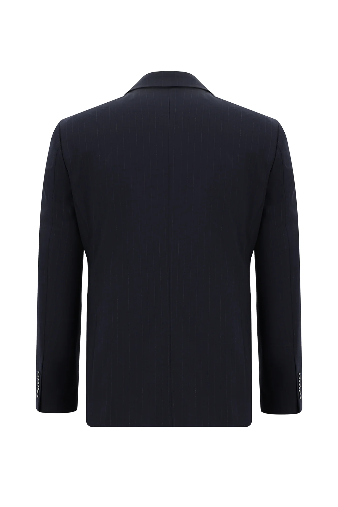 Koyu Lacivert 7 Drop Slim Fit Dar Kesim Yünlü Çizgili Takım Elbise - Image 3