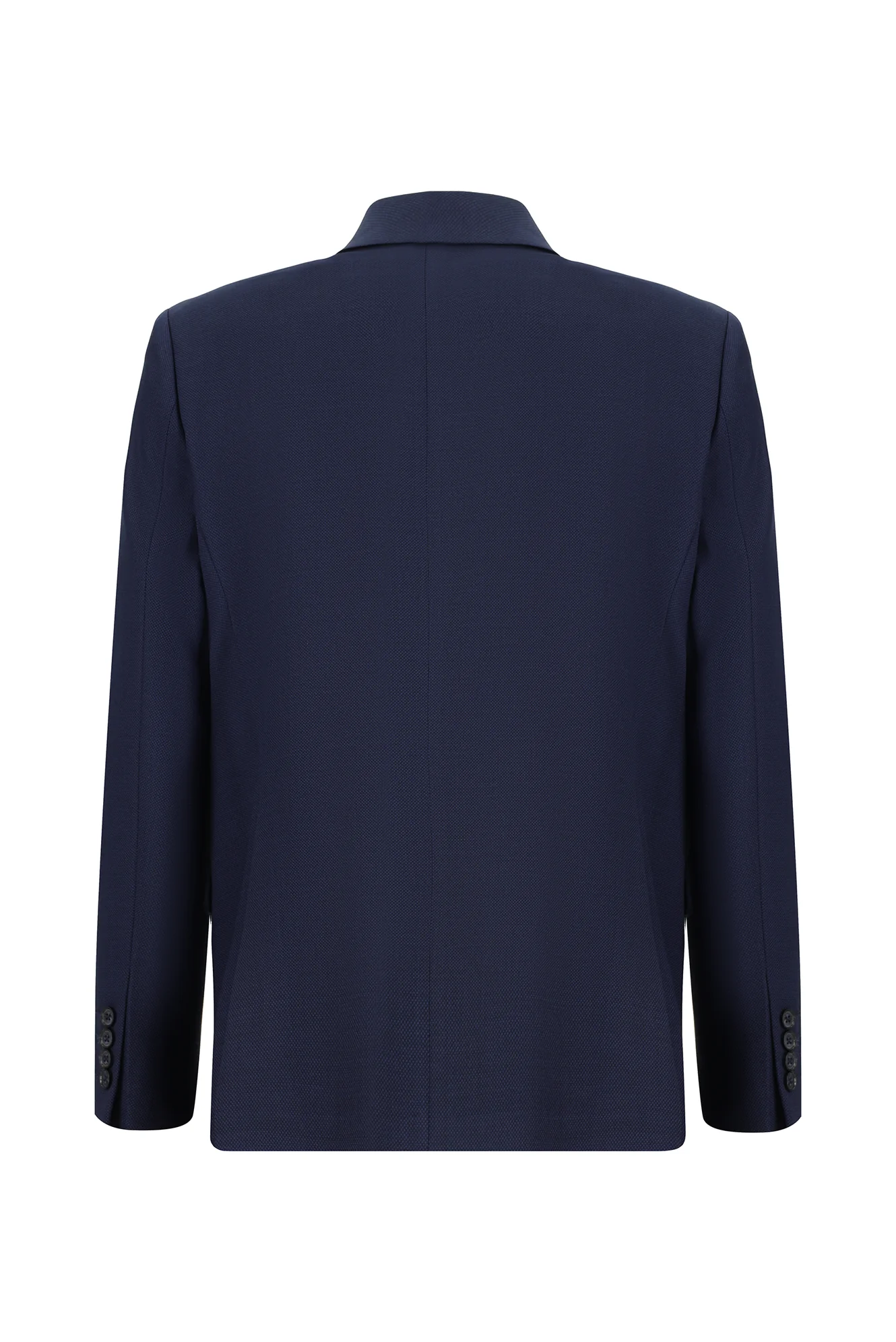 Koyu Lacivert 7 Drop Slim Fit Dar Kesim Yünlü Klasik Desenli Ceket - Image 2