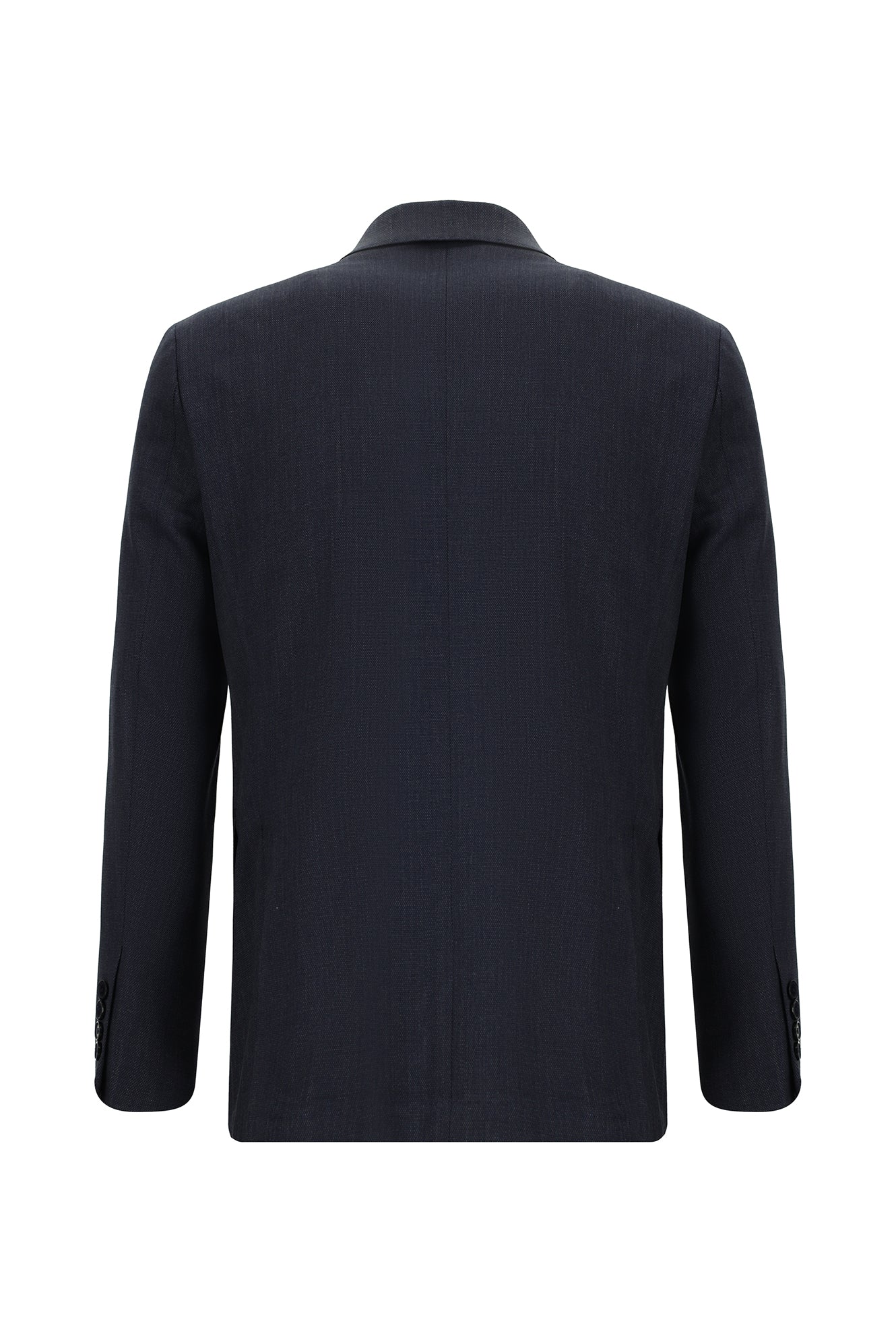 Koyu Lacivert 7 Drop Slim Fit Dar Kesim Yünlü Desenli Takım Elbise - Image 3