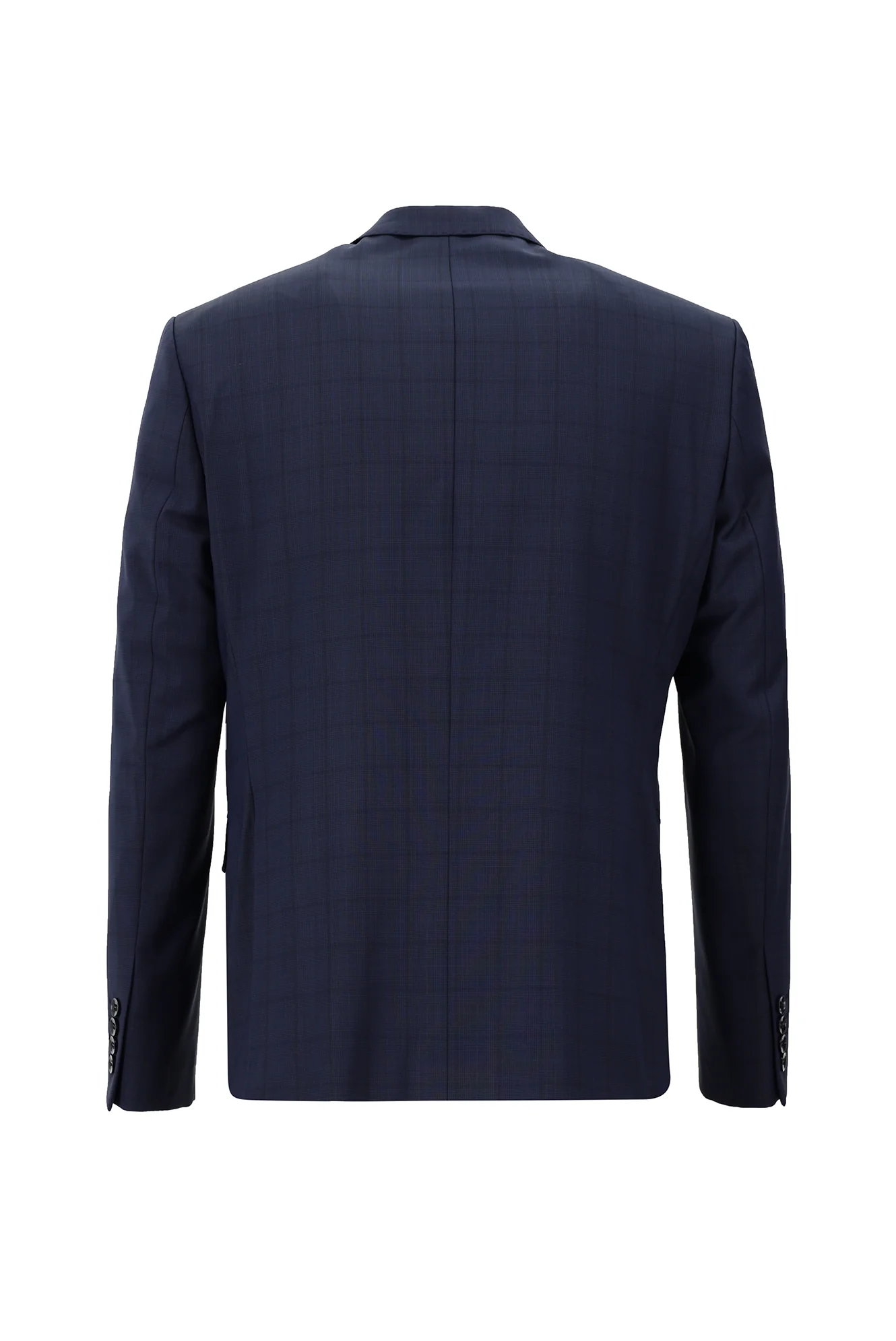 Koyu Lacivert 7 Drop Slim Fit Dar Kesim Yünlü Ekose Takım Elbise - Image 3