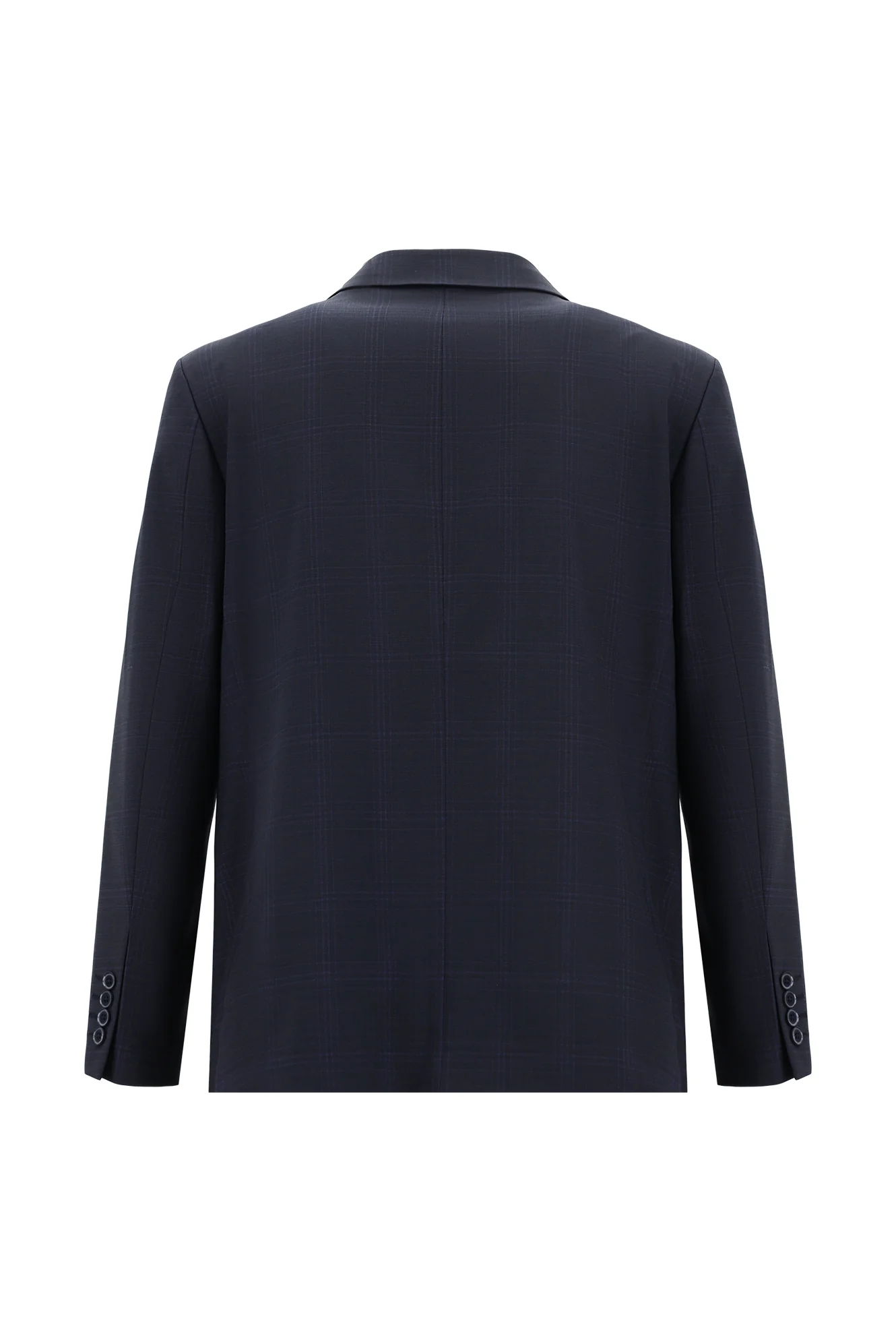 Koyu Lacivert 7 Drop Slim Fit Dar Kesim Yünlü Ekose Takım Elbise - Image 3