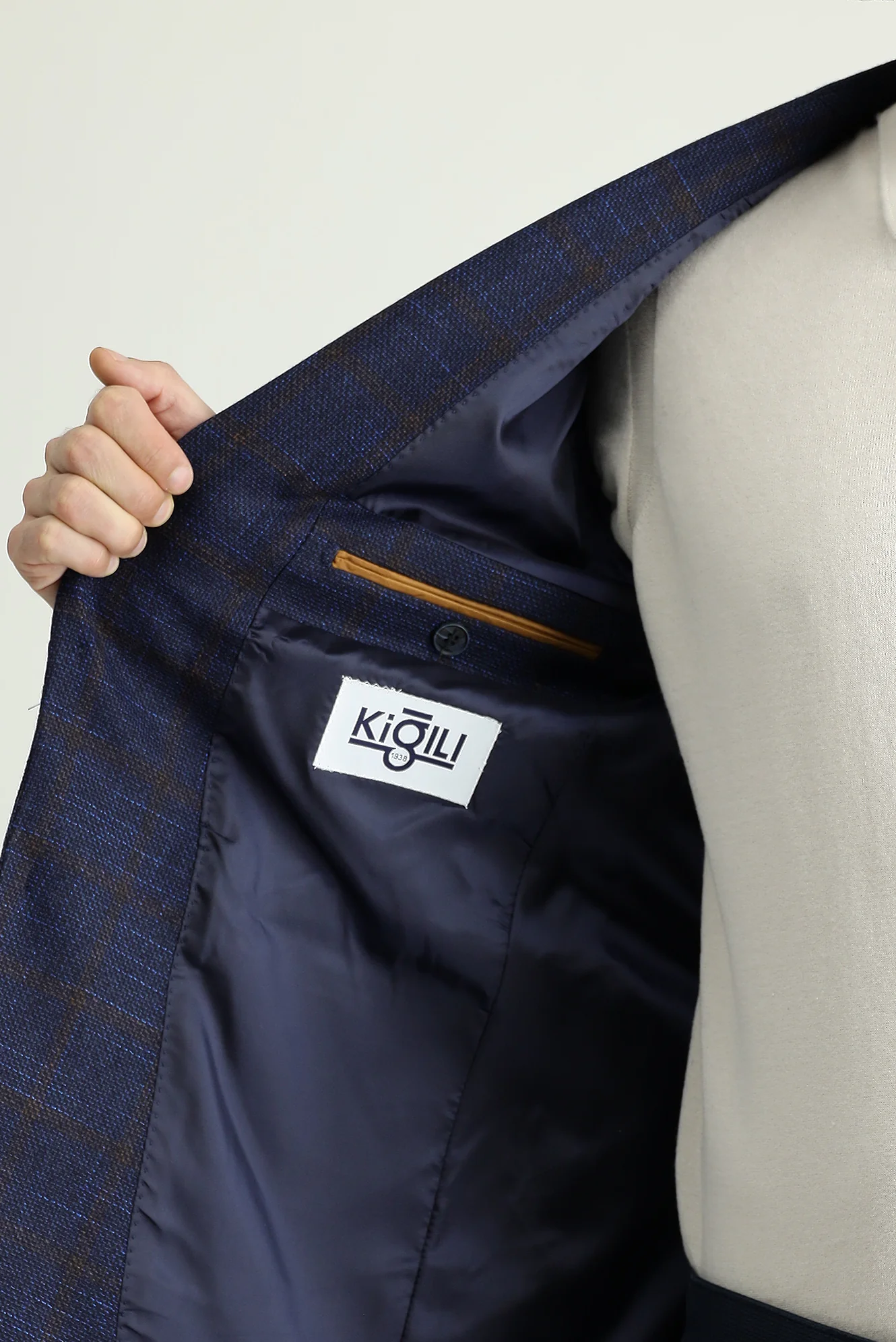 Koyu Lacivert 7 Drop Slim Fit Dar Kesim Yünlü Klasik Kareli Ceket - Image 6