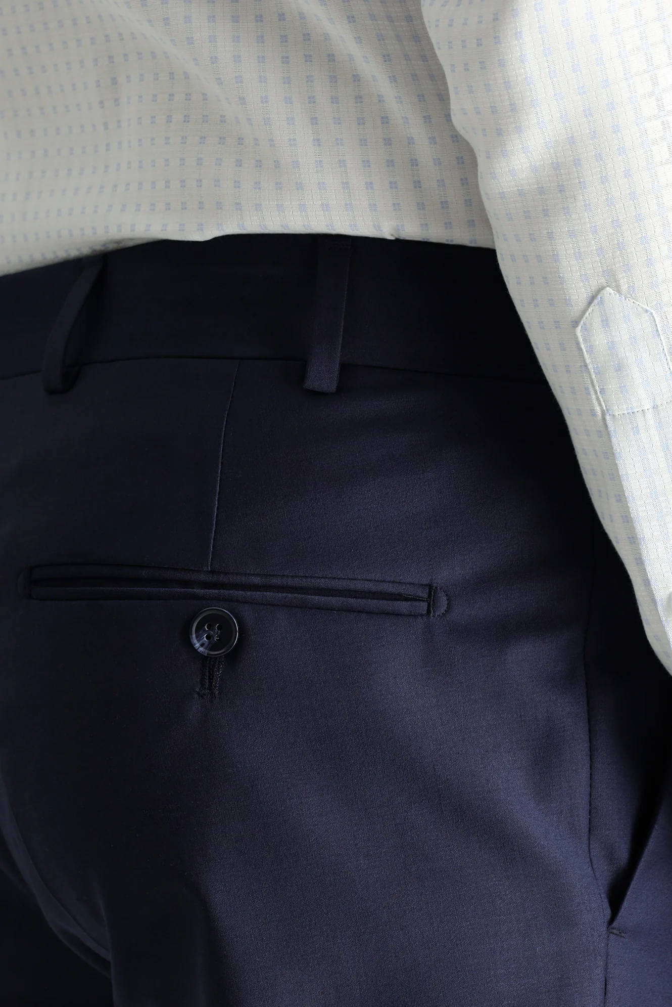 Koyu Lacivert 7 Drop Slim Fit Dar Kesim Yünlü Klasik Kumaş Pantolon - Image 5