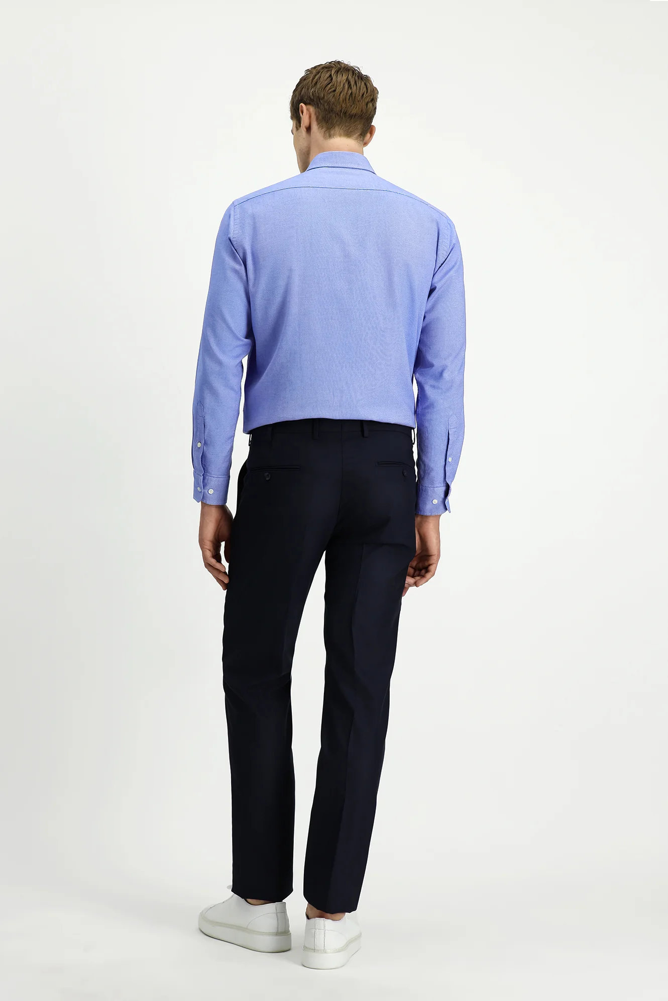 Koyu Lacivert 7 Drop Slim Fit Dar Kesim Yünlü Klasik Kumaş Pantolon - Image 4