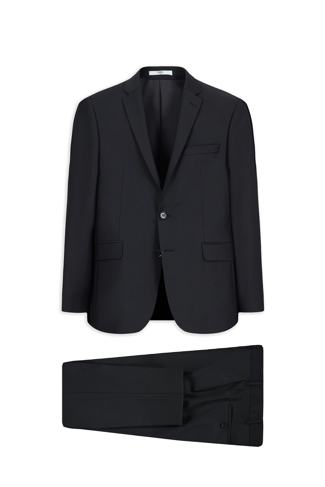 Koyu Lacivert 7 Drop Slim Fit Dar Kesim Mono Yaka Yünlü Takım Elbise