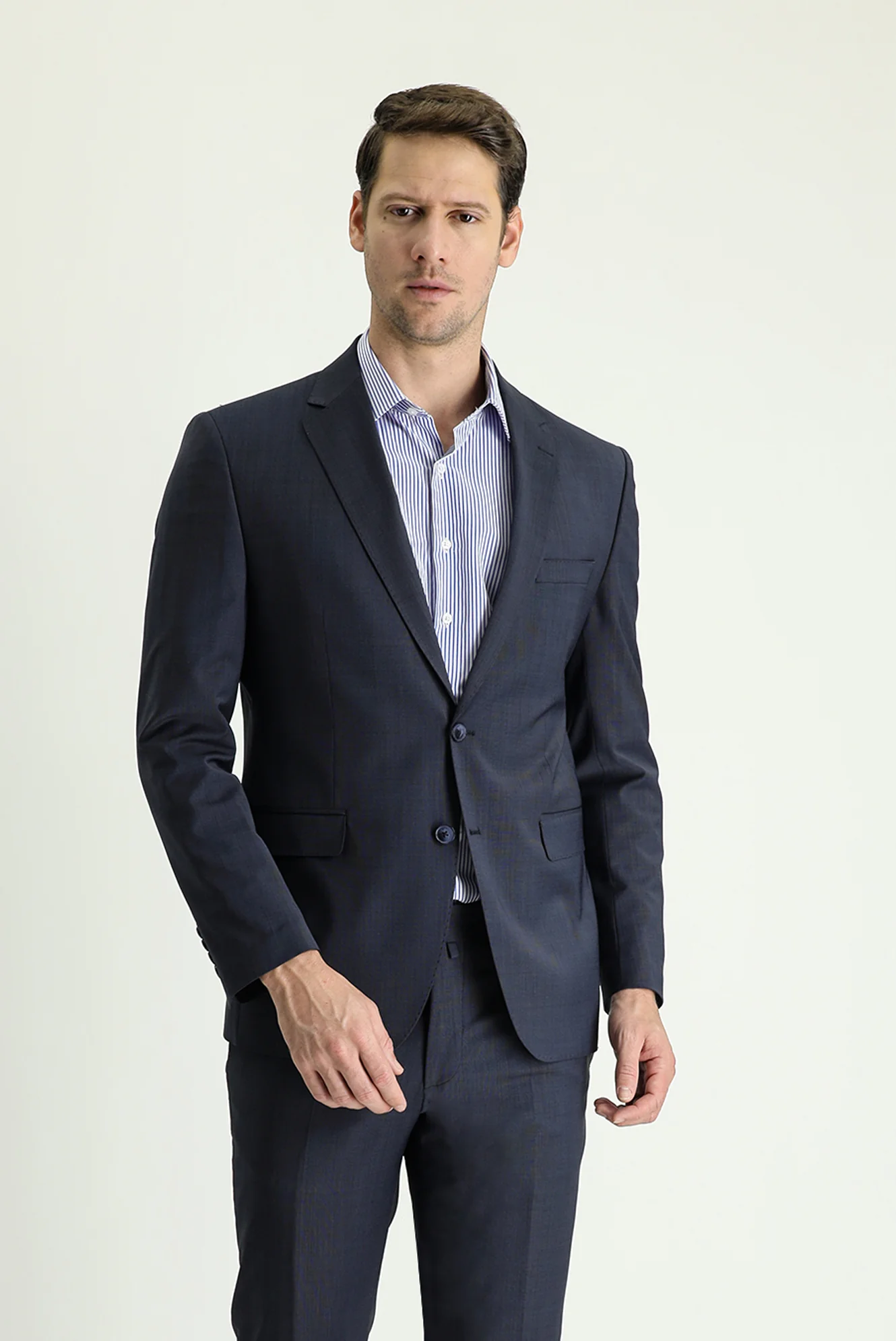 Koyu Lacivert 7 Drop Slim Fit Dar Kesim Yünlü Takım Elbise - Image 2