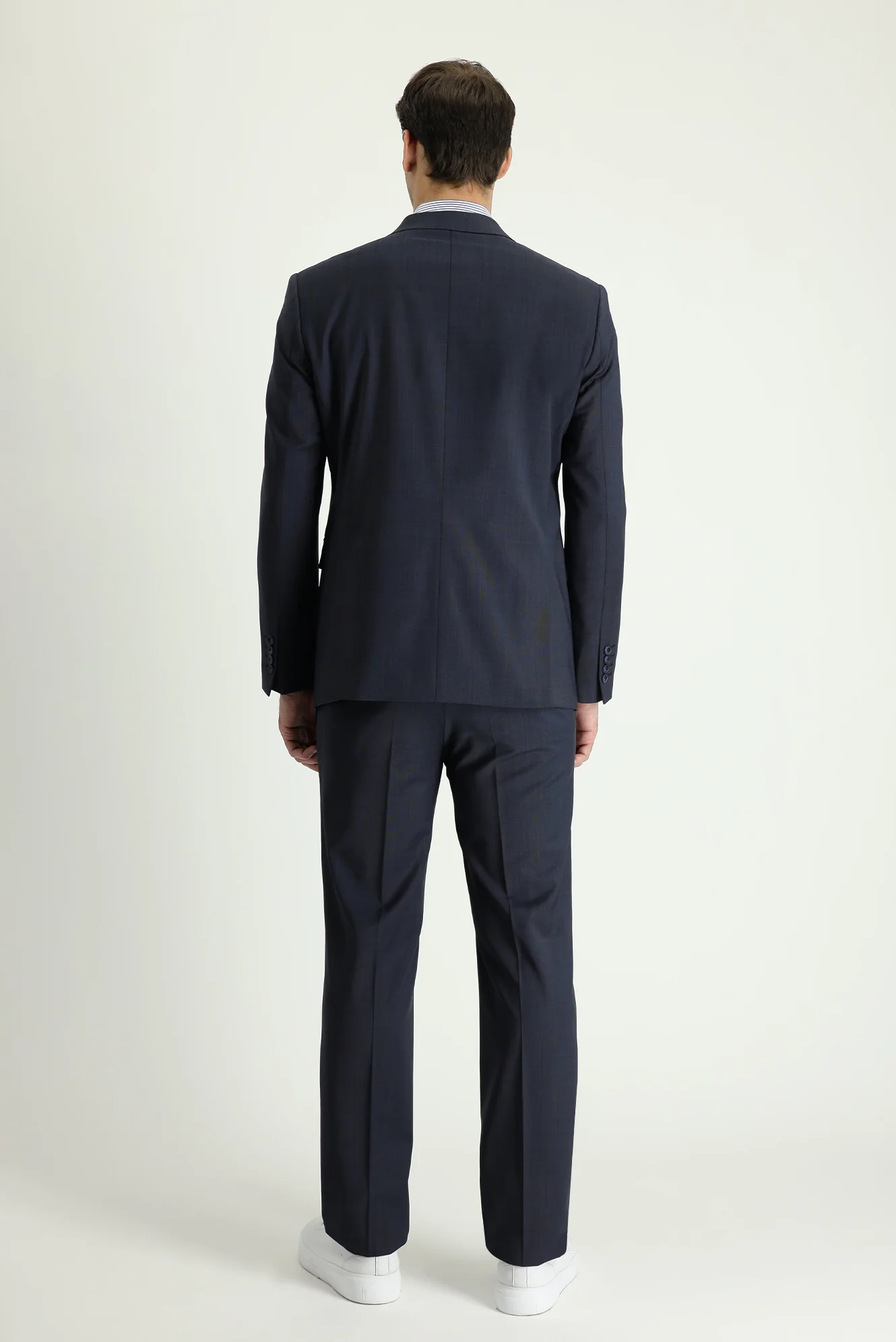 Koyu Lacivert 7 Drop Slim Fit Dar Kesim Yünlü Takım Elbise - Image 3