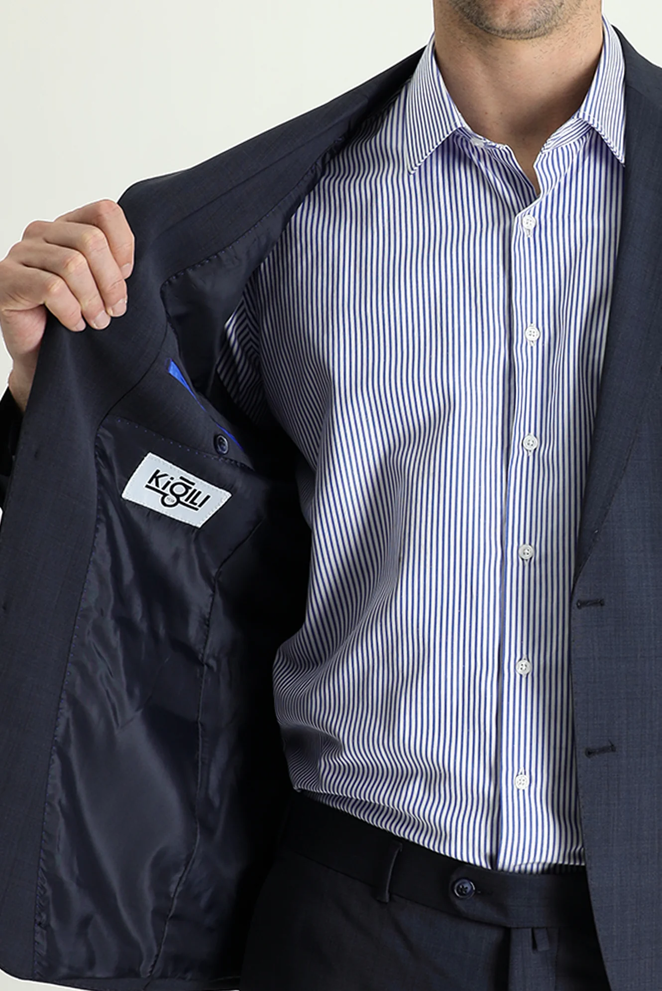 Koyu Lacivert 7 Drop Slim Fit Dar Kesim Yünlü Takım Elbise - Image 5