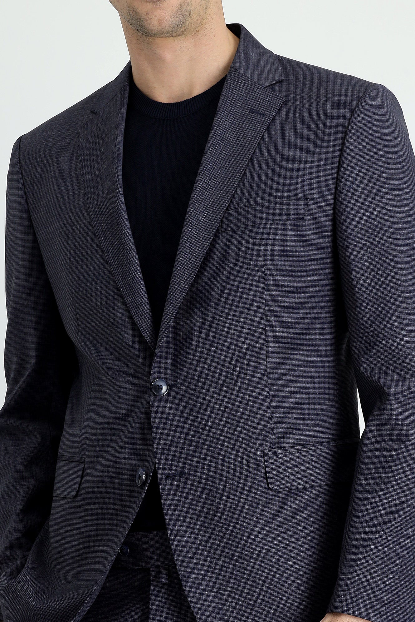 Koyu Lacivert 7 Drop Slim Fit Dar Kesim Yünlü Takım Elbise - Image 5