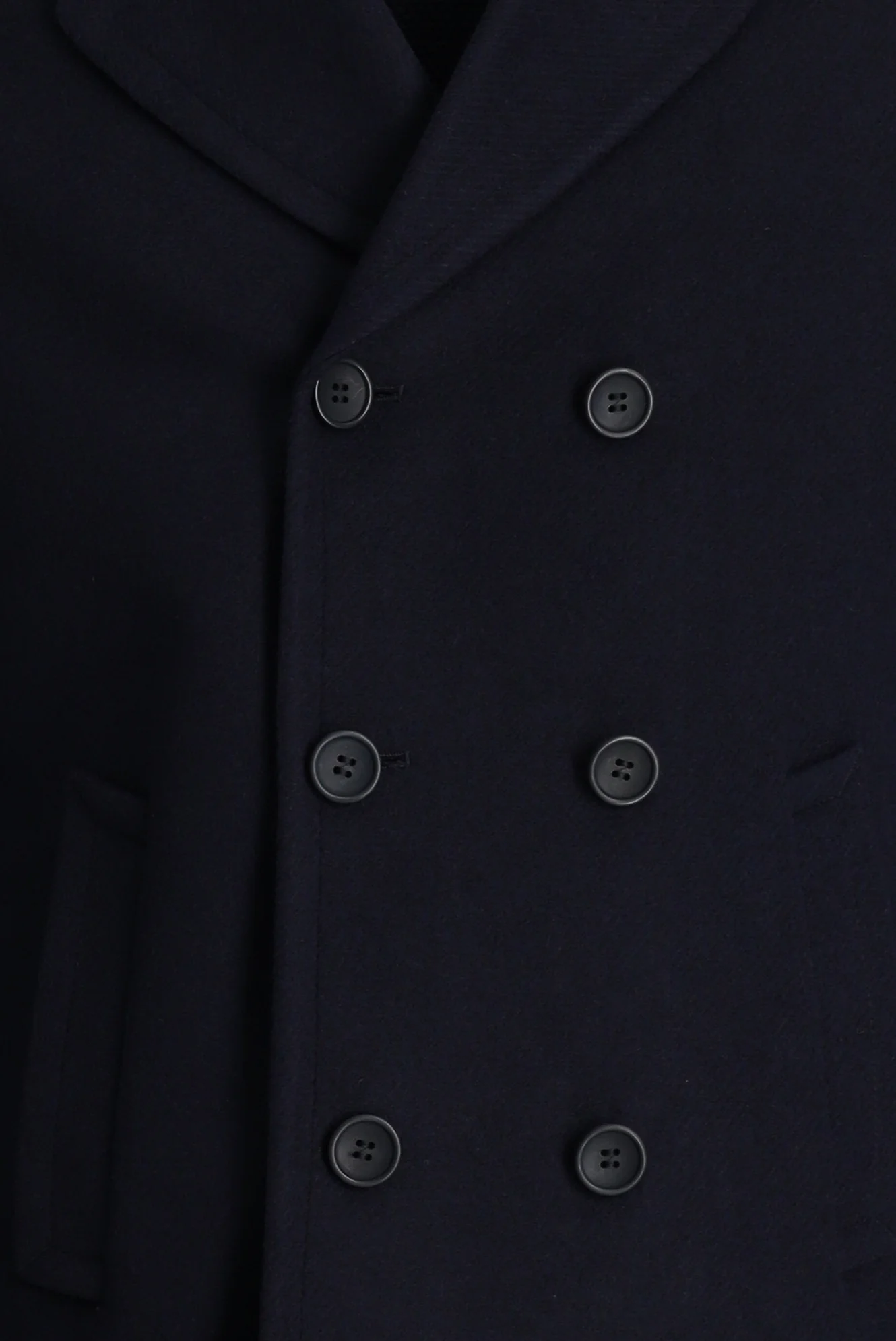 Koyu Lacivert Slim Fit Dar Kesim Yünlü Kruvaze Kaban - Image 4