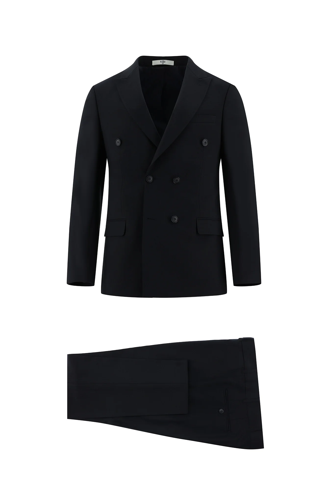 Koyu Lacivert 7 Drop Slim Fit Dar Kesim Yünlü Kruvaze Takım Elbise