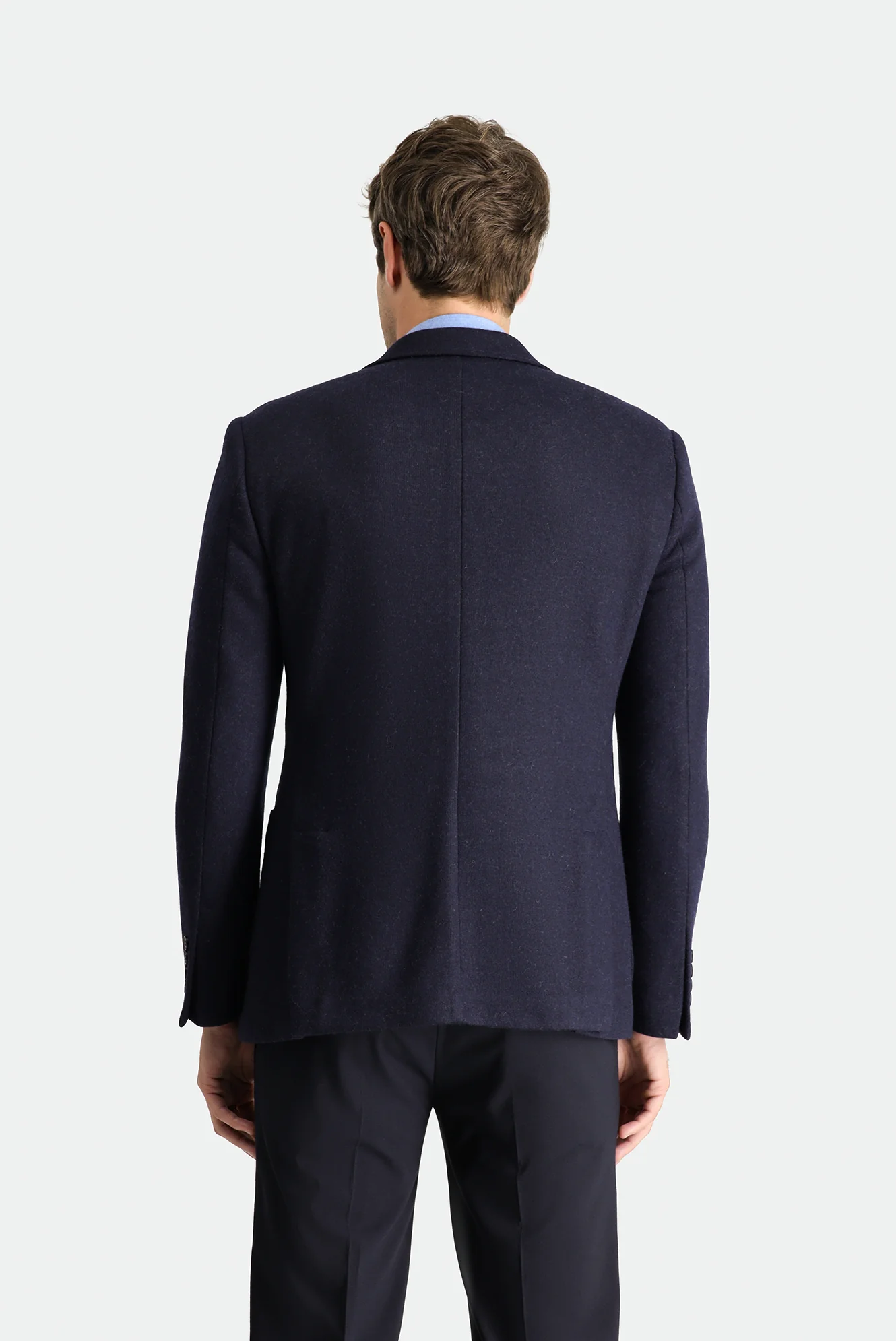 Koyu Lacivert 7 Drop Slim Fit Dar Kesim Yünlü Spor Örme Ceket - Image 4