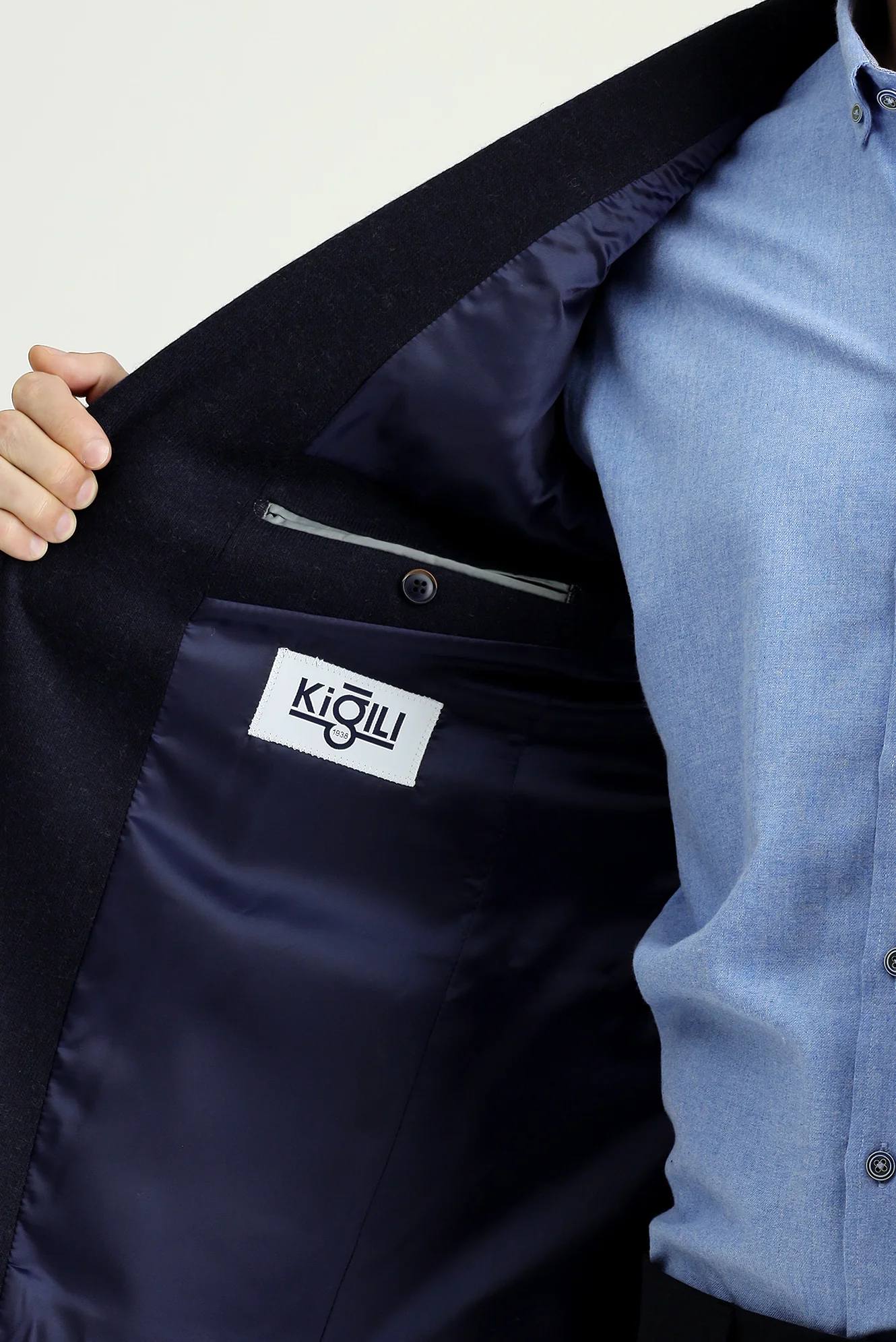 Koyu Lacivert 7 Drop Slim Fit Dar Kesim Yünlü Spor Örme Ceket - Image 6