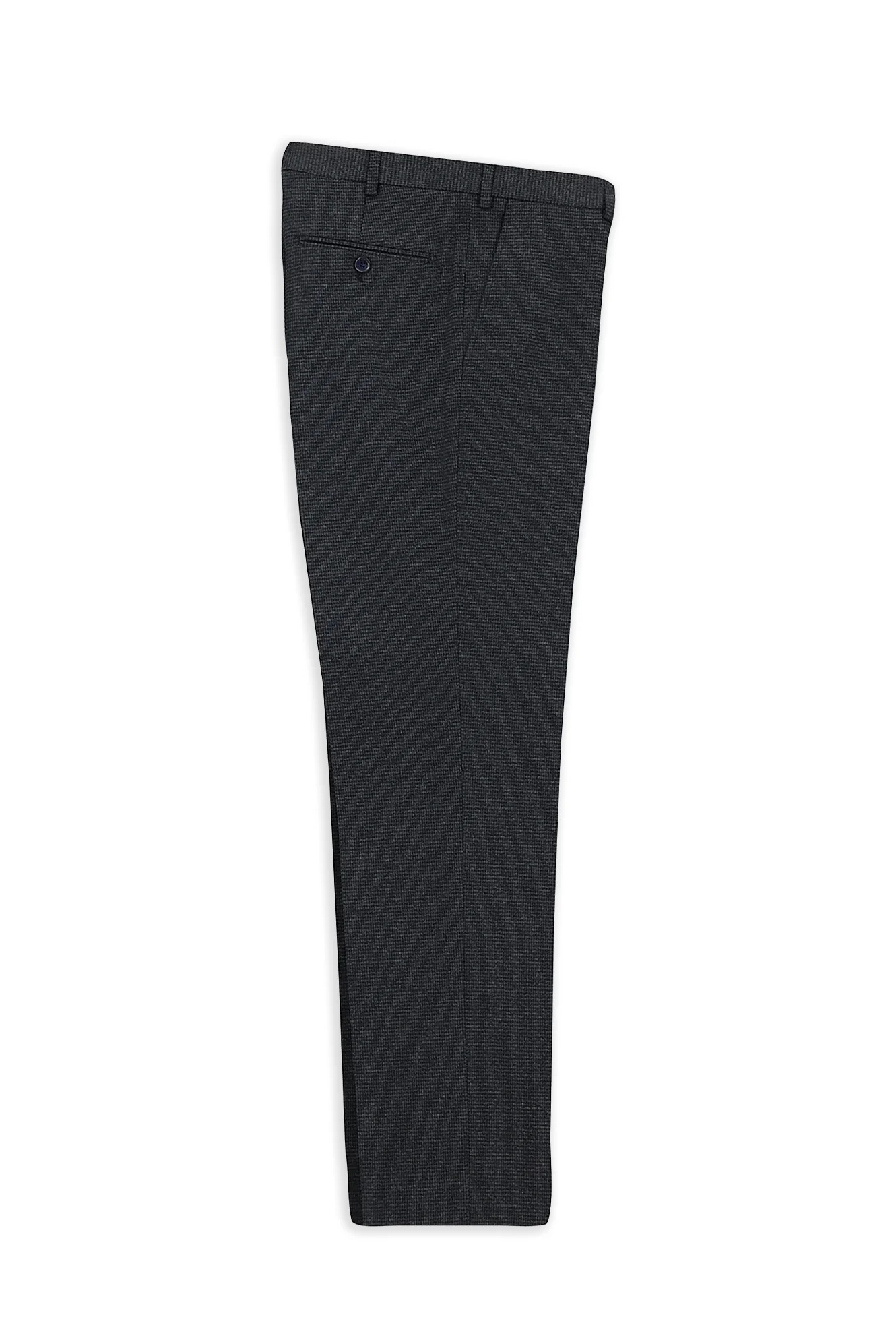 Koyu Lacivert 7 Drop Slim Fit Dar Kesim Desenli Flanel Klasik Pantolon - Image 7