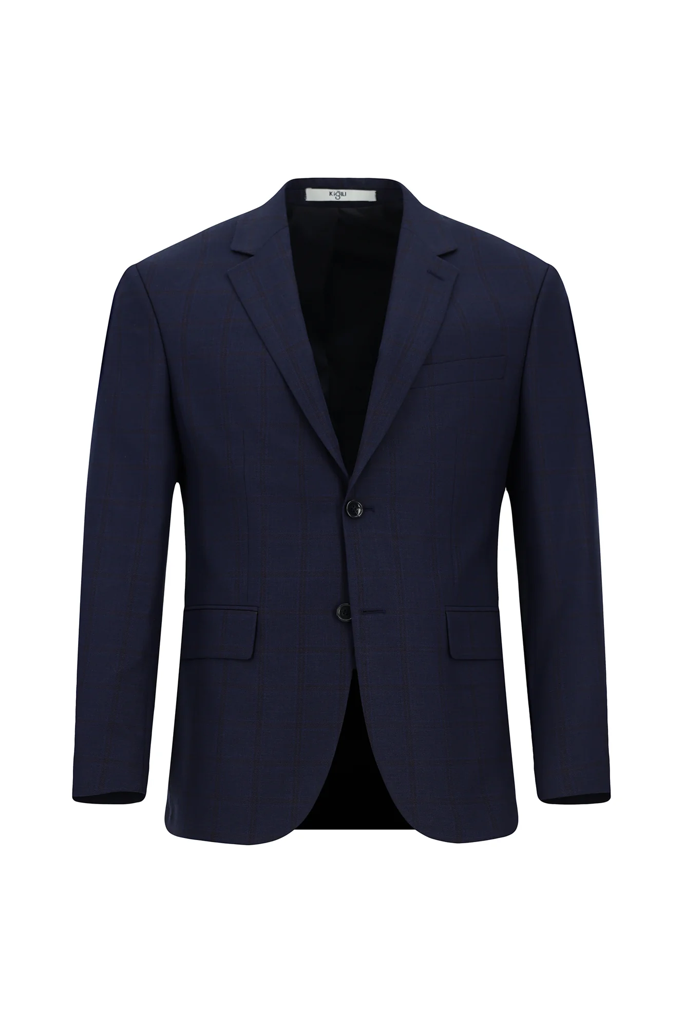 Koyu Lacivert 7 Drop Slim Fit Dar Kesim Kareli Takım Elbise - Image 2