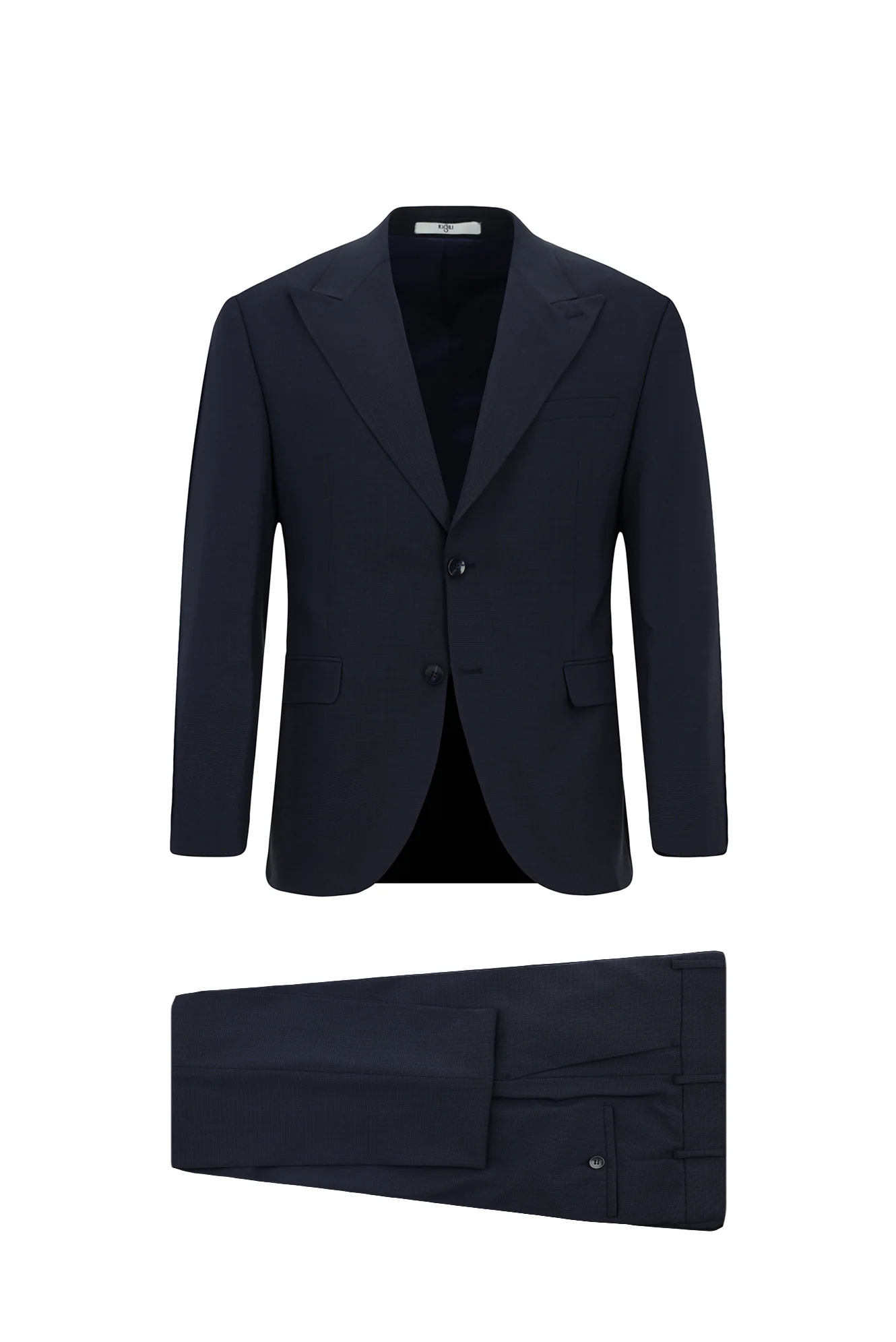 Koyu Lacivert 7 Drop Slim Fit Dar Kesim Yünlü Desenli Takım Elbise