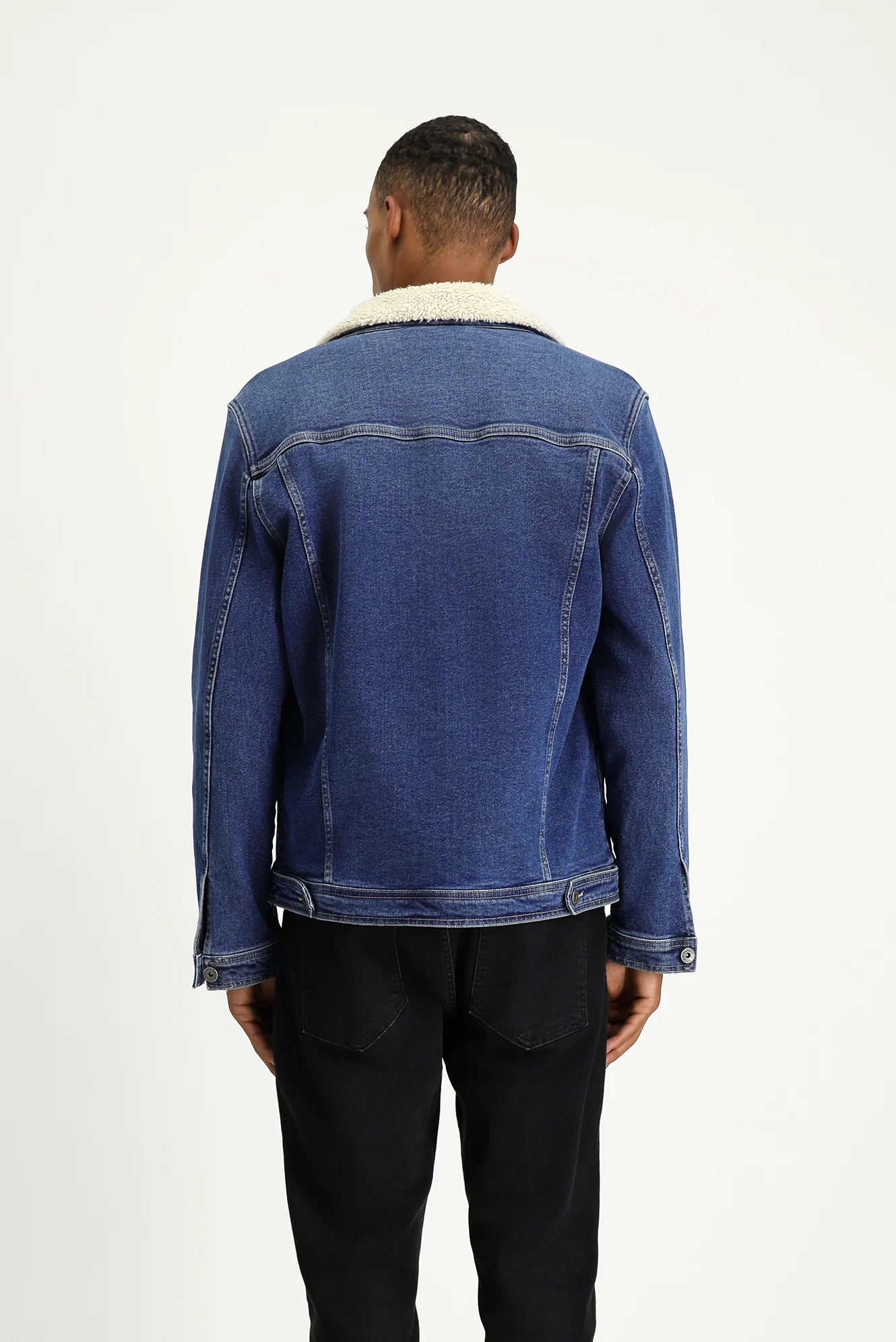 Koyu Lacivert Spor Pamuk Denim Ceket Mont - Image 4
