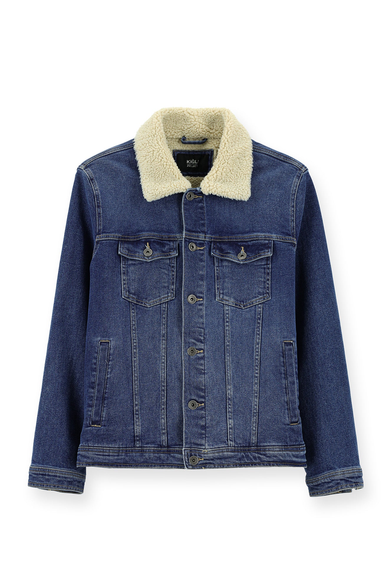 Koyu Lacivert Spor Pamuk Denim Ceket Mont - Image 5