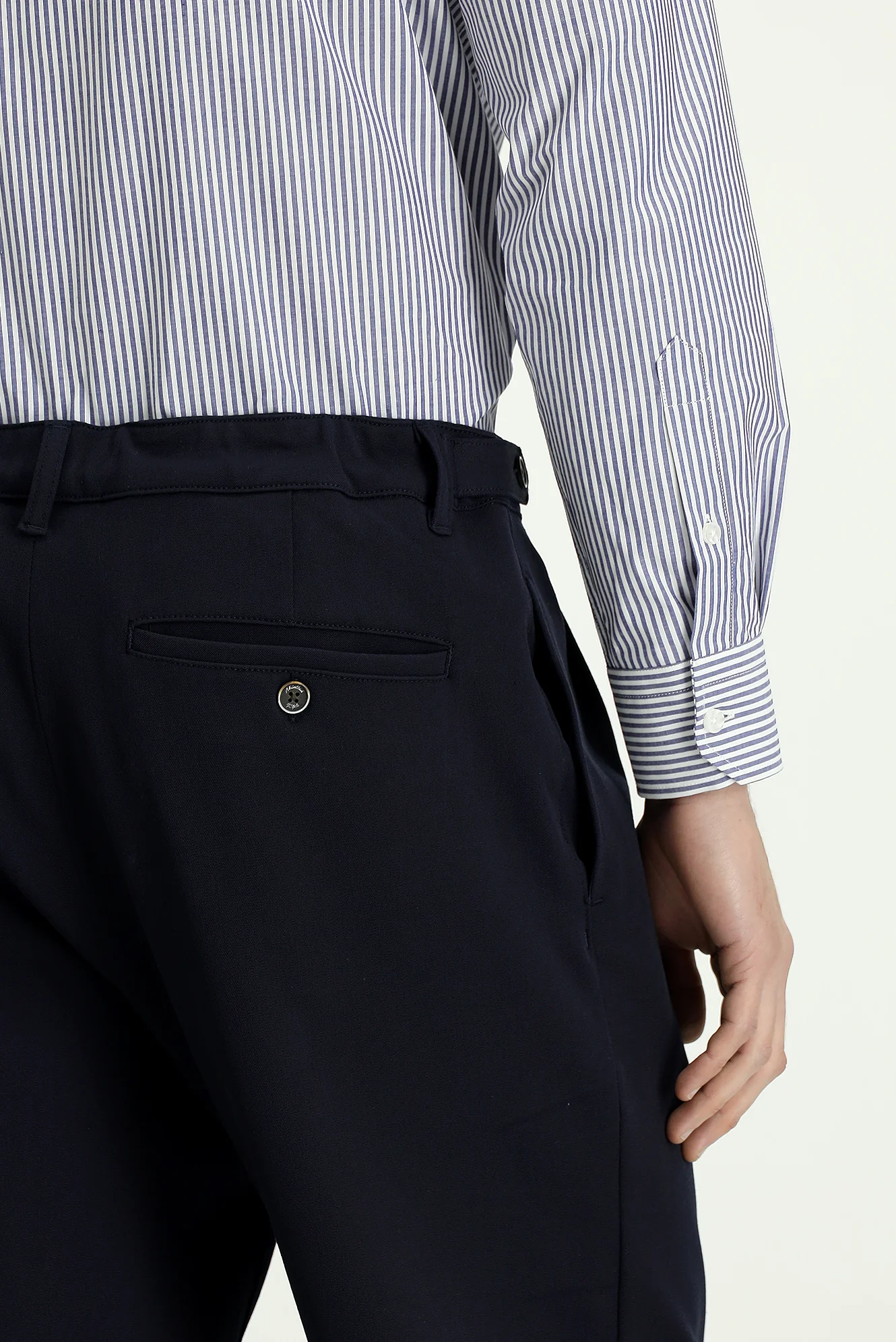 Koyu Lacivert Straight Wide Leg Pileli Pantolon - Image 5