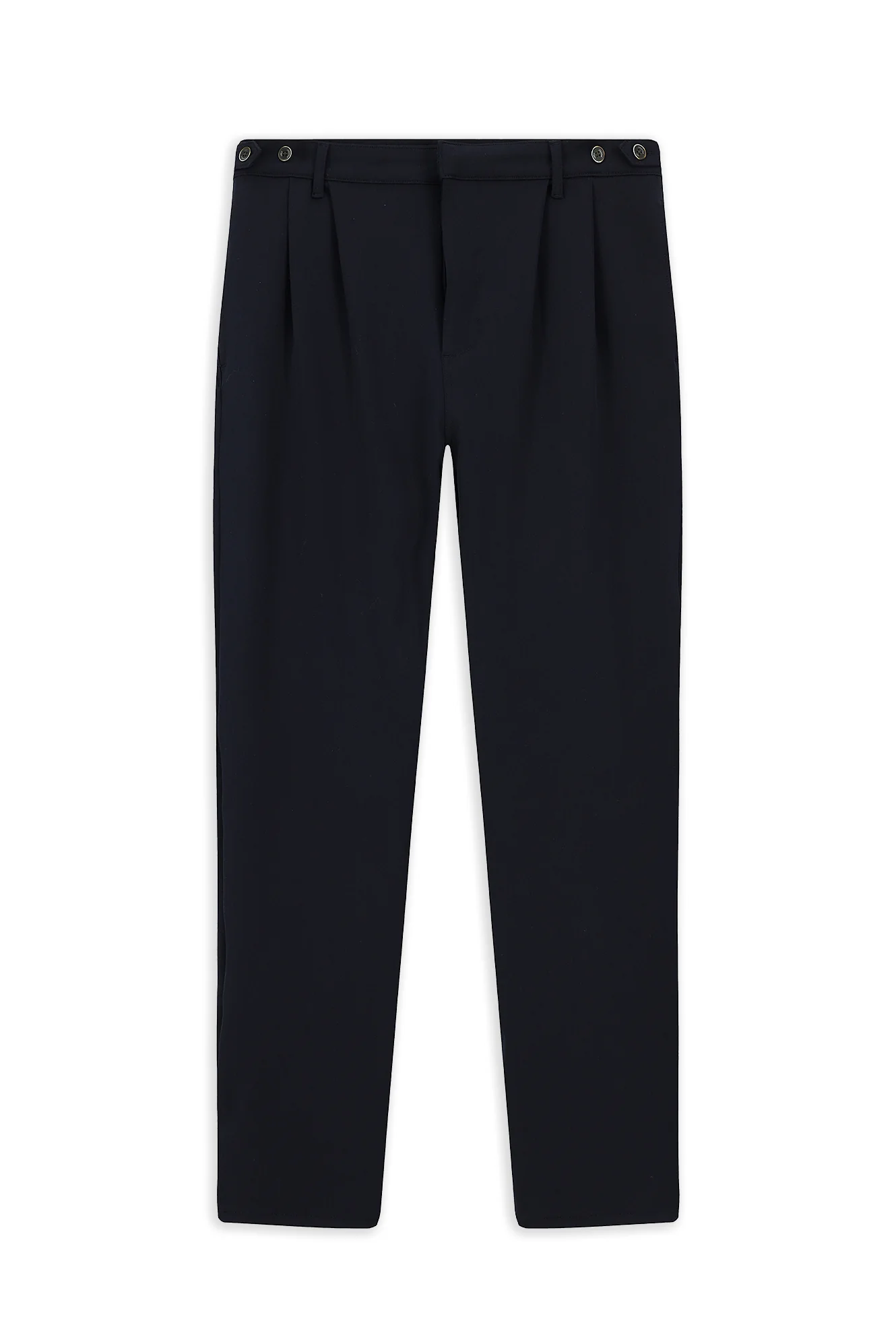 Koyu Lacivert Straight Wide Leg Pileli Pantolon - Image 6