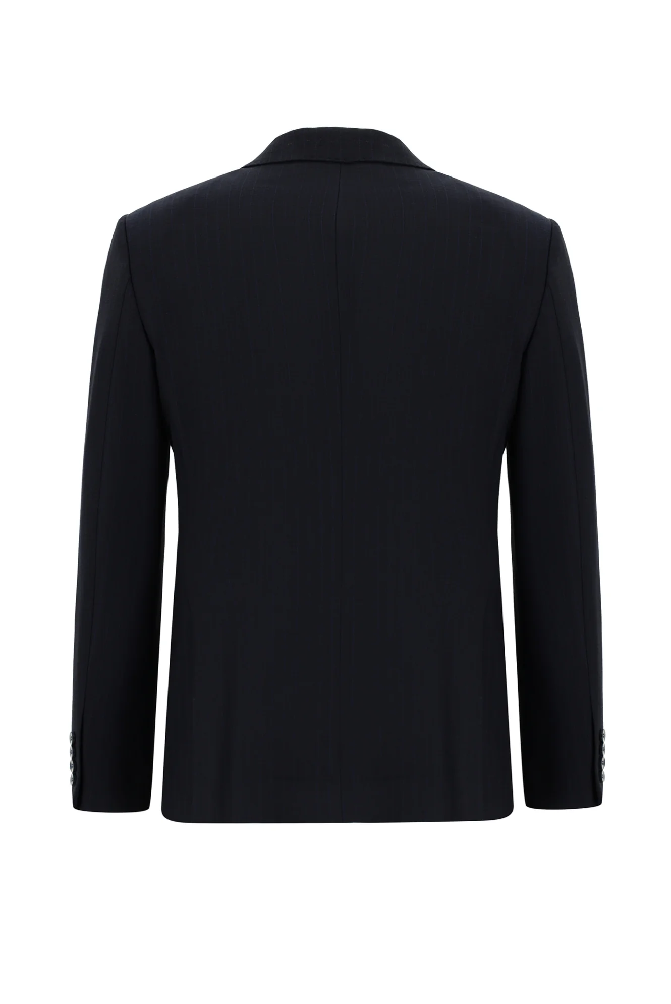 Koyu Lacivert 7 Drop Super Slim Fit Eksra Dar Kesim Çizgili Beli Lastikli İpli Kruvaze Takım Elbise - Image 3