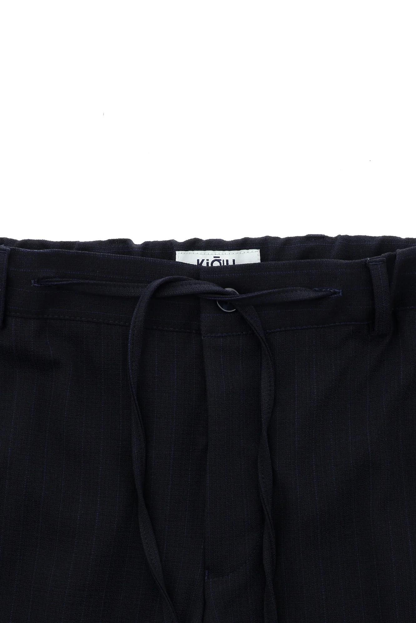 Koyu Lacivert 7 Drop Super Slim Fit Eksra Dar Kesim Çizgili Beli Lastikli İpli Kruvaze Takım Elbise - Image 5